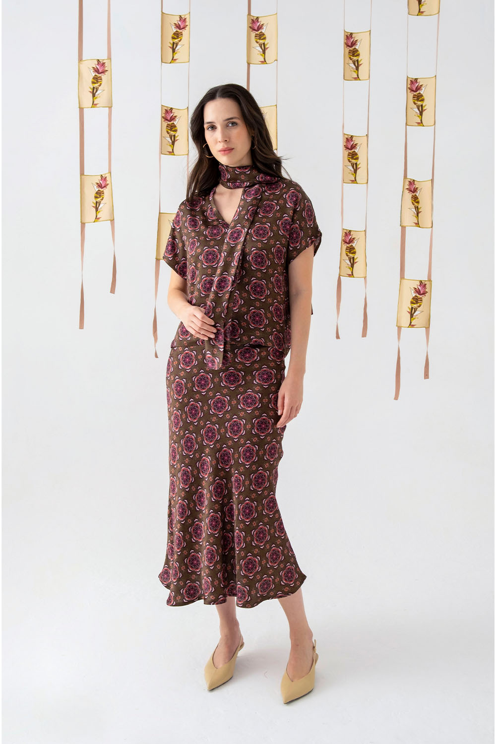 Lizbon Saten Midi Etek - 0