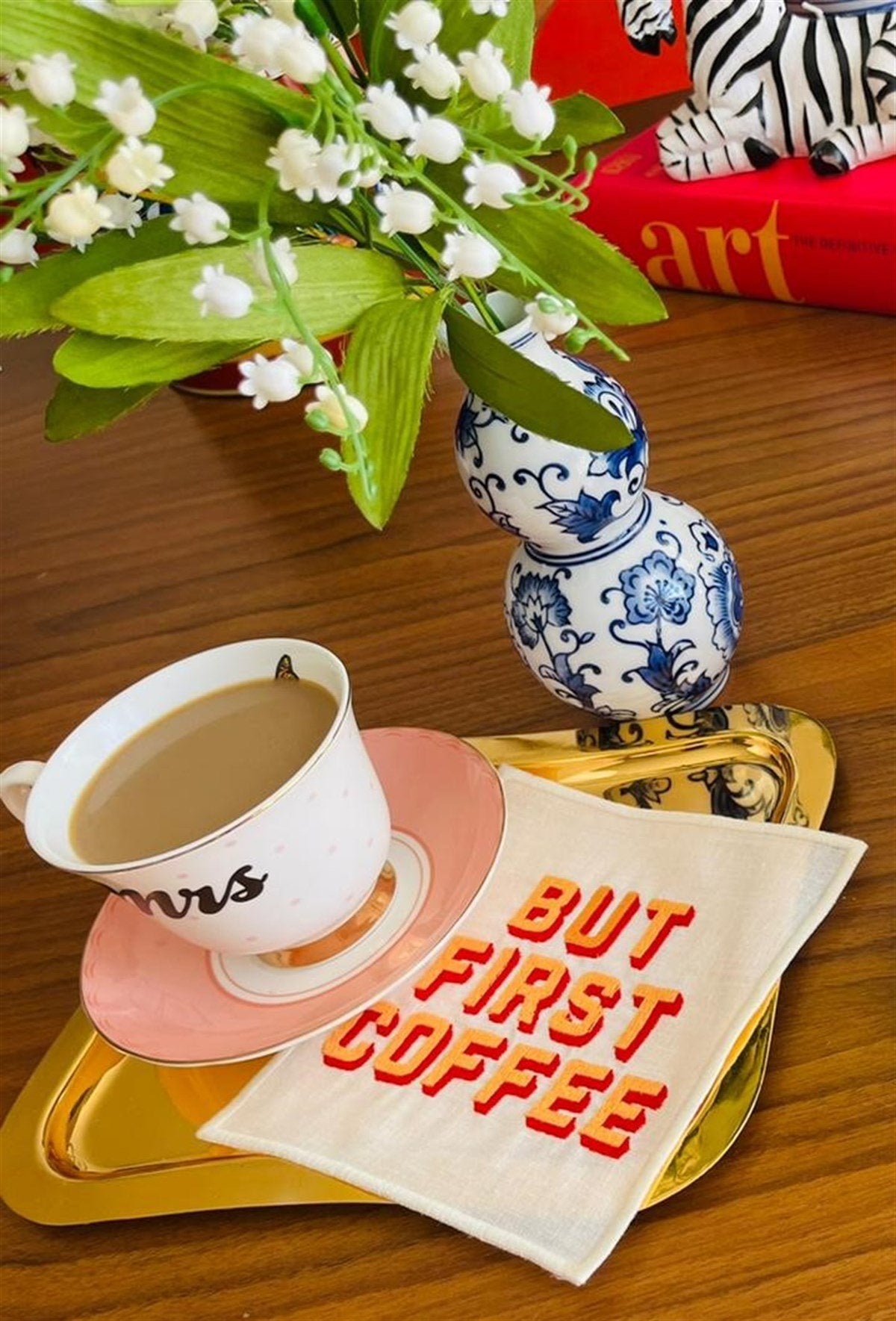 But First Coffee Desenli Kokteyl Peçete - 1 Adet Turuncu - 2