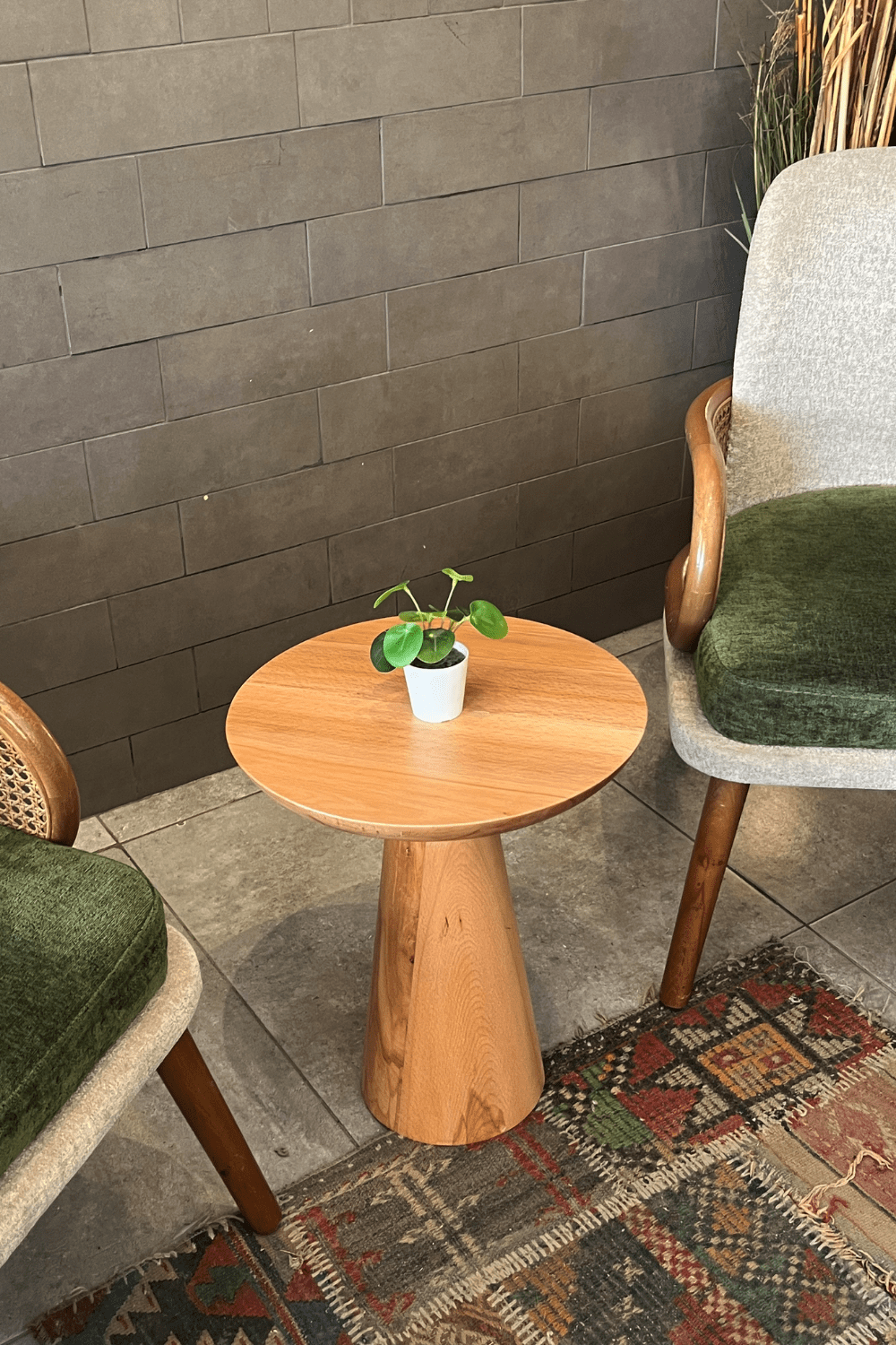 Tekli Zigon Mantar Sehpa Mushroom | Masif Ahşap Modern Yan Sehpa - 1