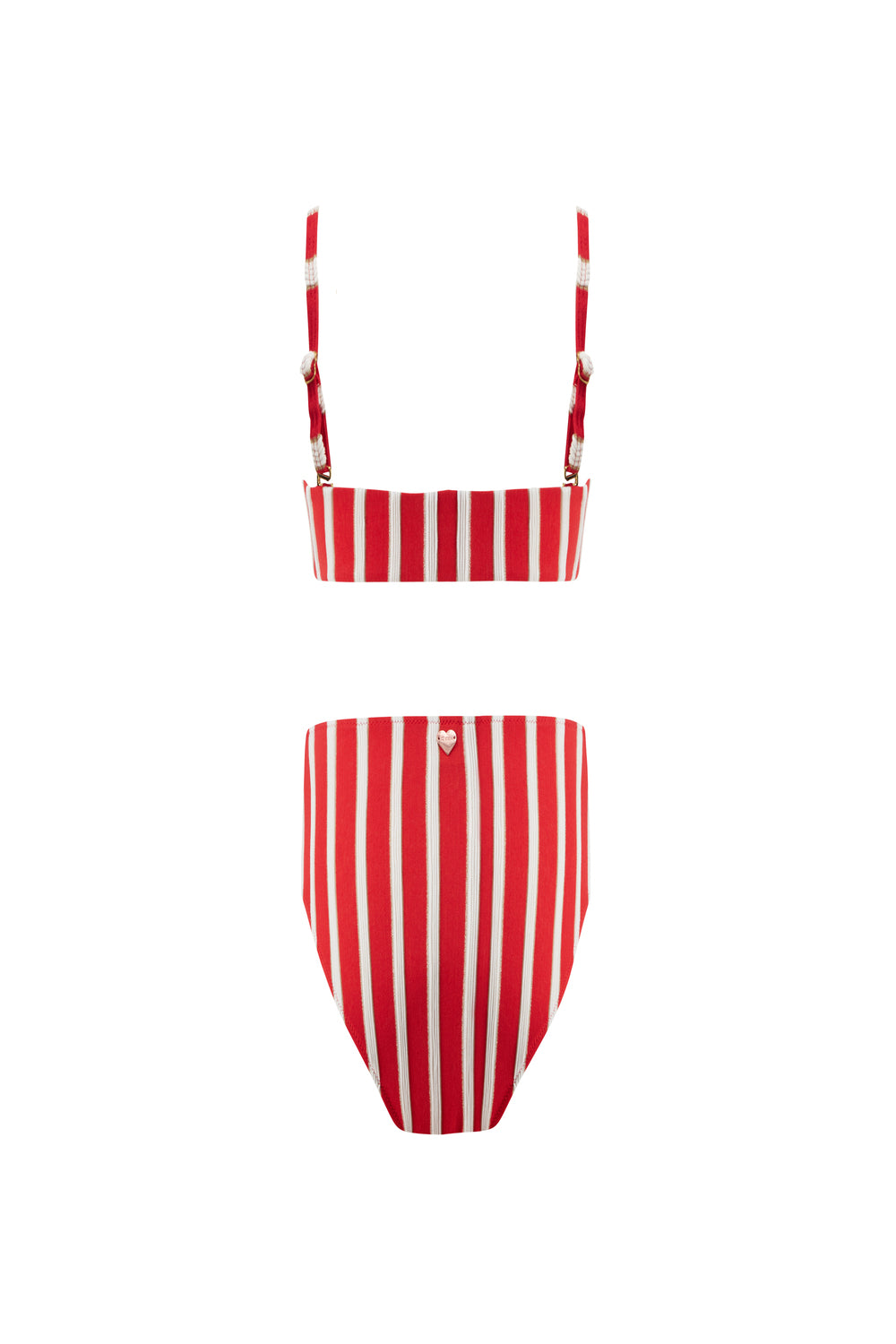 Maria Red Stripe Kids Bikini With Gold Chain Straps - 1