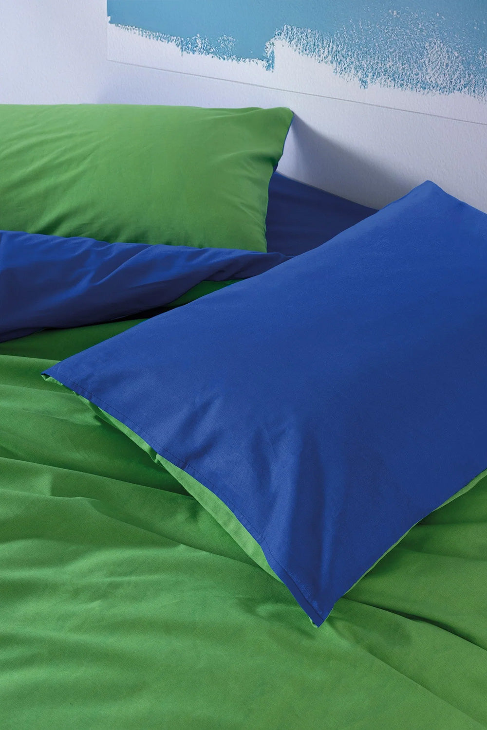 Popping Colors Tek Kişilik Lastikli Çarşaflı Nevresim Takımı Sage Yeşil Mavi - 2