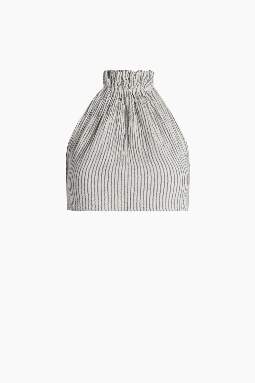 Crinkle Çizgili Halter Yaka Bluz - 3