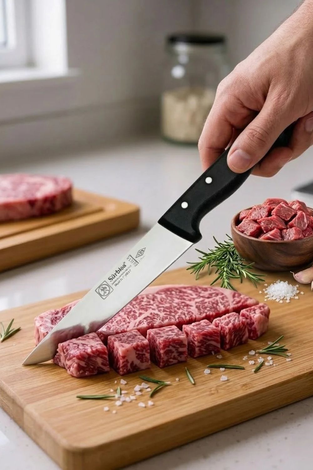 Sürmene Sürbisa 61015 Kuşbaşı Et Kasap Bıçağı 29,5 Cm Pimli Et Kesim Kemik Sıyırma Doğrama Mutfak Bıçağı - 1