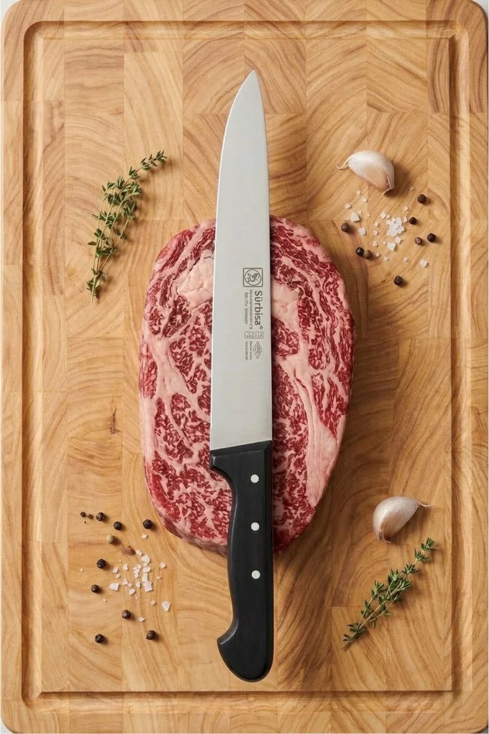 Sürmene Kasap Bıçağı Pimli Sap 36 Cm Kelle Kuşbaşı Kesim Kemik Sıyırma Doğrama Bıçağı Sürbisa 61050 - 0