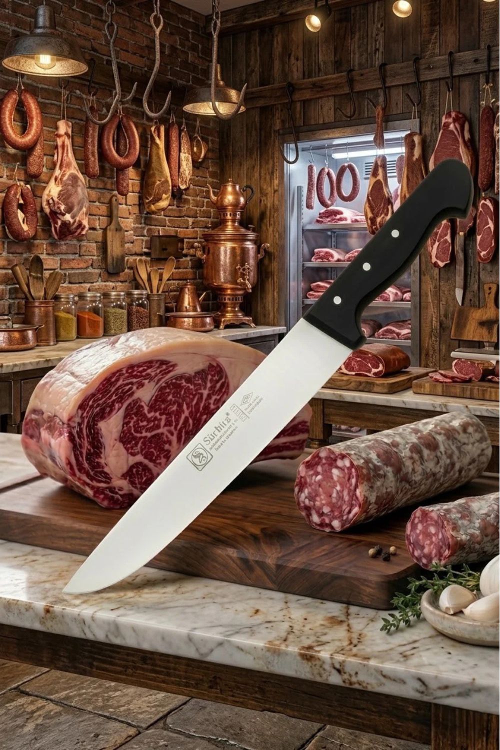 Sürmene Kasap Bıçağı Pimli Sap 36 Cm Kelle Kuşbaşı Kesim Kemik Sıyırma Doğrama Bıçağı Sürbisa 61050 - 1