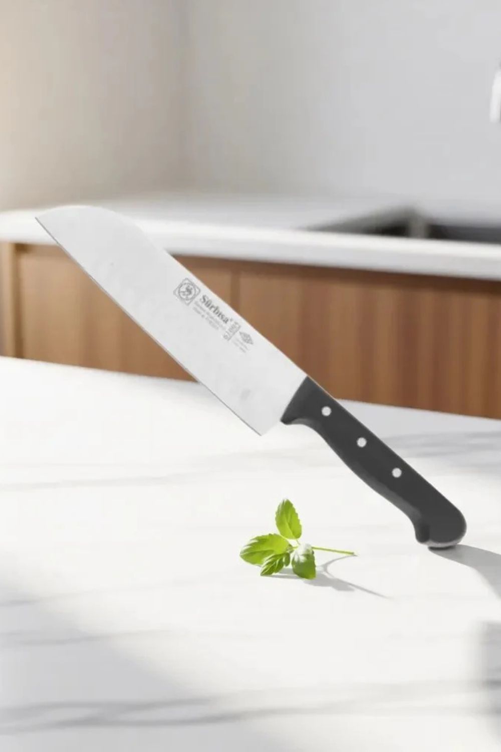 Sürmene Şef Aşçı Bıçağı Profesyonel Oluklu Santoku Bıçağı 31 Cm Pimli Sap Sürbisa 61095 - 2