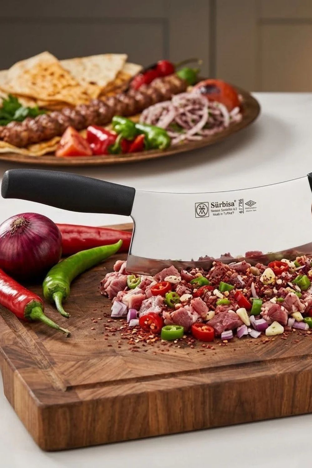 Sürmene Kasap Zırh Bıçağı 33 Cm Et Kıyma Ezme Satırı Kurban Ve Pizza Satır Bıçağı Sürbisa 61706 - 2