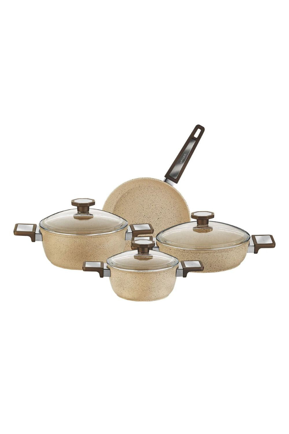 Aryıldız Vortex Cappuccino 7 Parça Granit Tencere Seti Ar260210 - 0