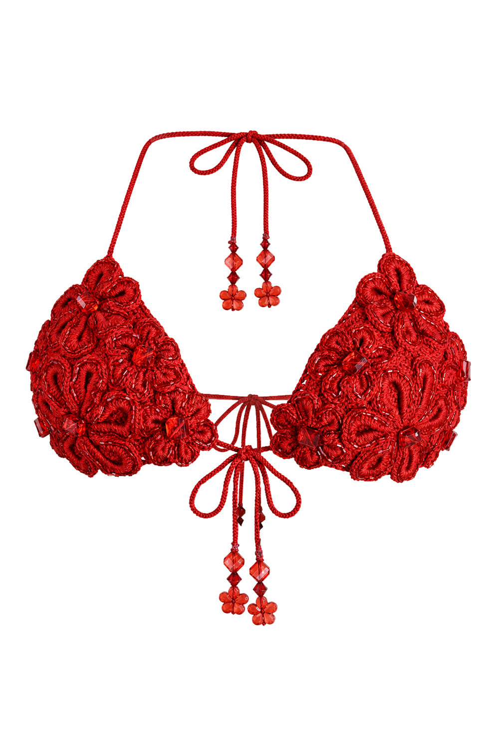 Isla Roja El Örgüsü Çiçek Aplikeli Bikini Üstü - 5