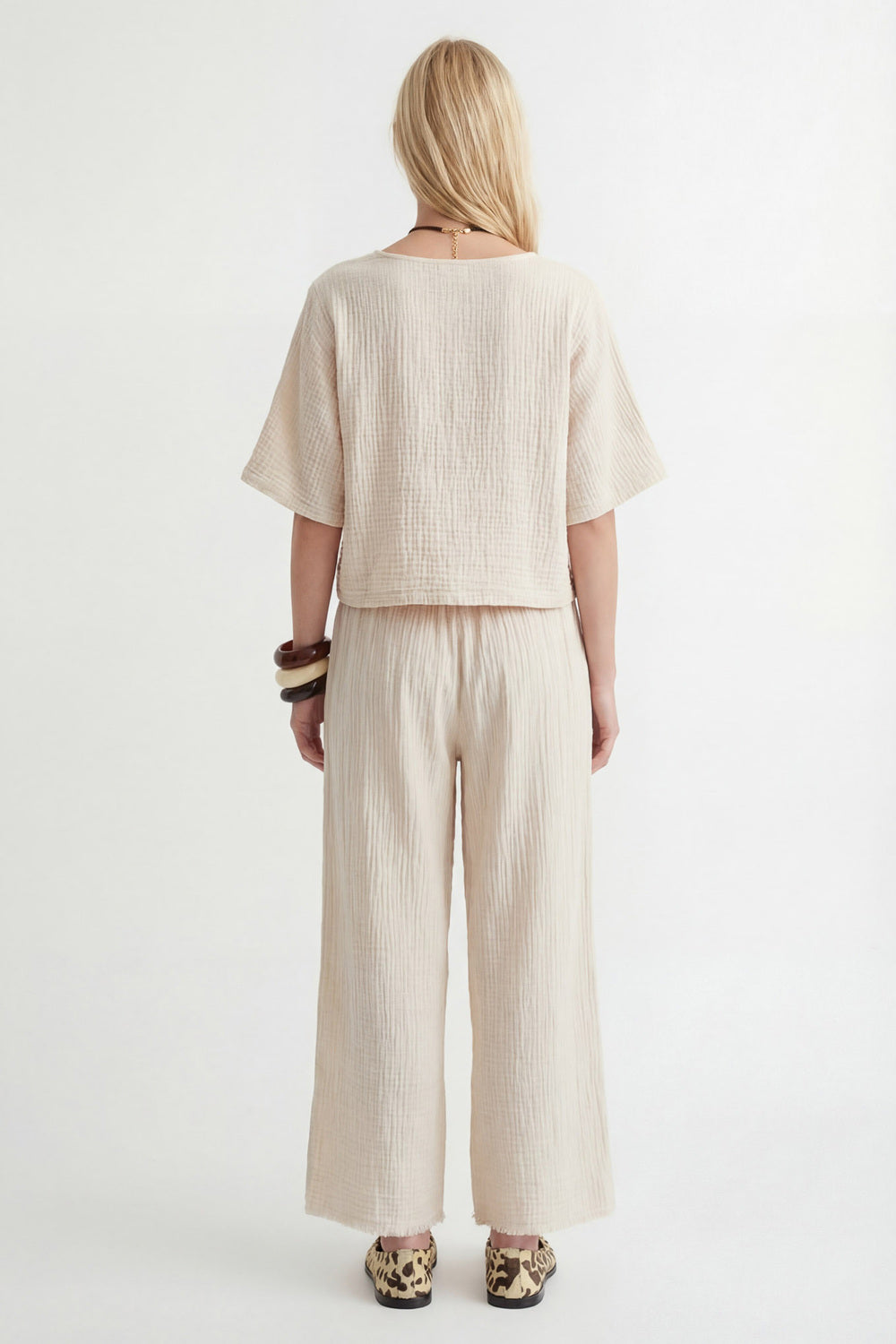 Crinkle Linen V Yaka Bluz - 2
