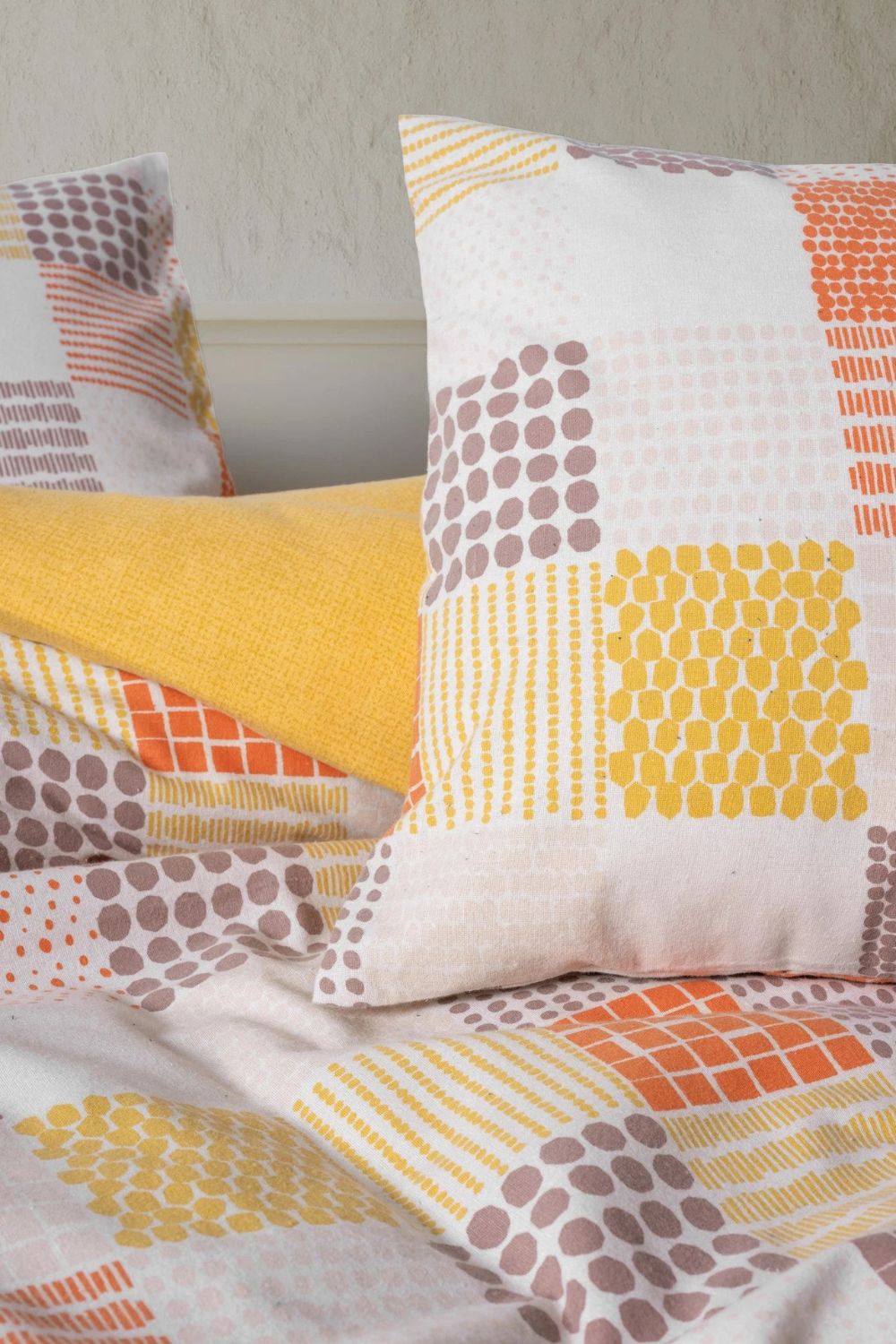Flanel Çift Kişilik Nevresim Takımı Palm Hardal - 1