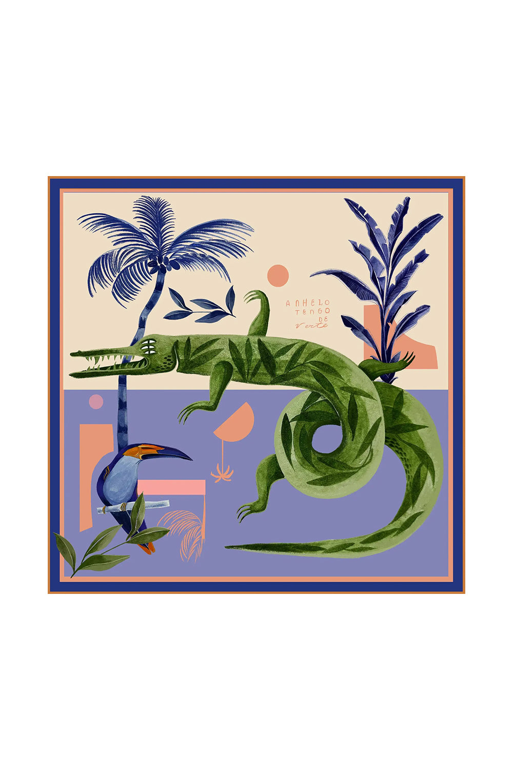 Crocodile Go To Sleep İpek Saten Eşarp ⎮ 90x90 Cm - 0