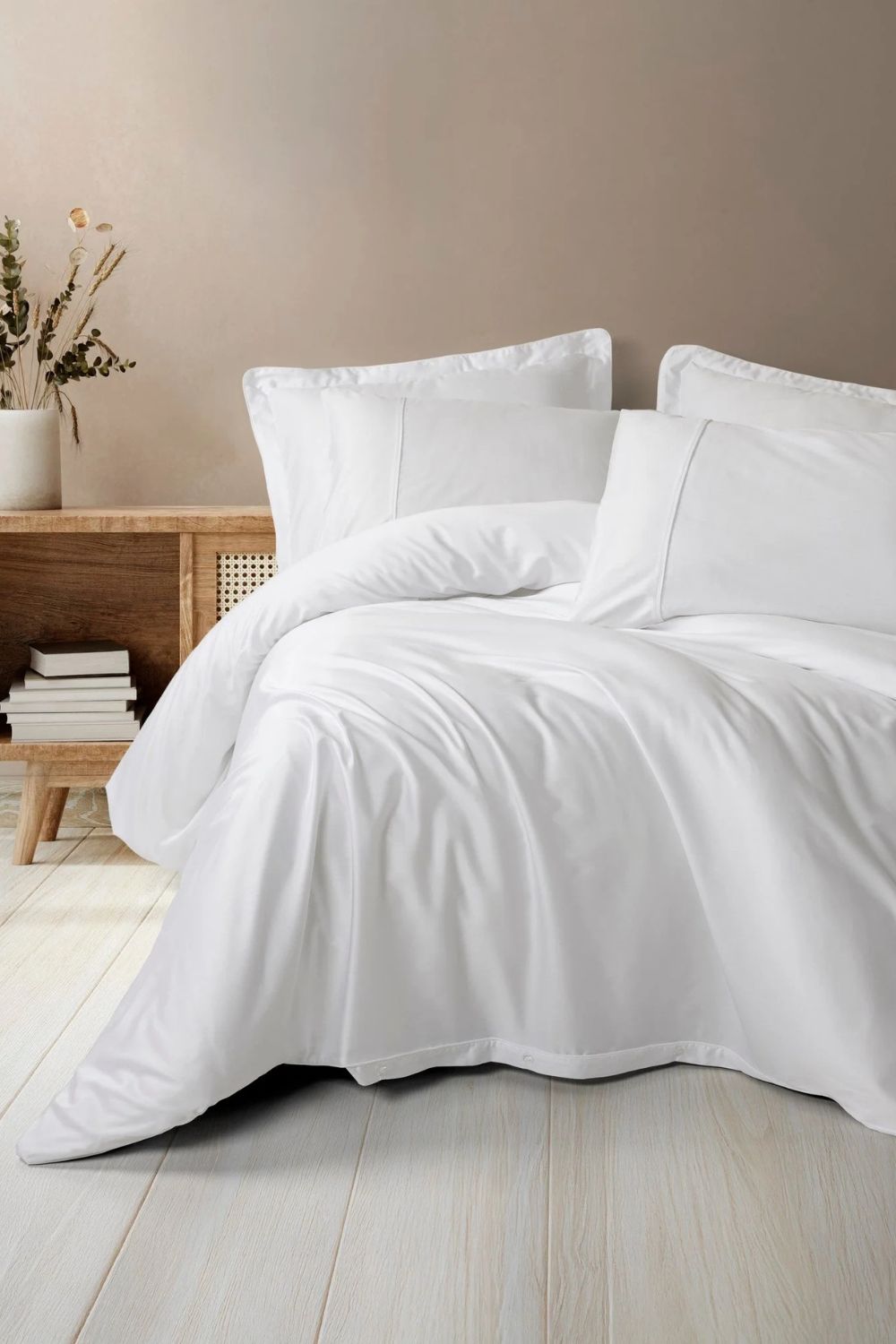 Silky Saten King Size Nevresim Takımı Beyaz - 0