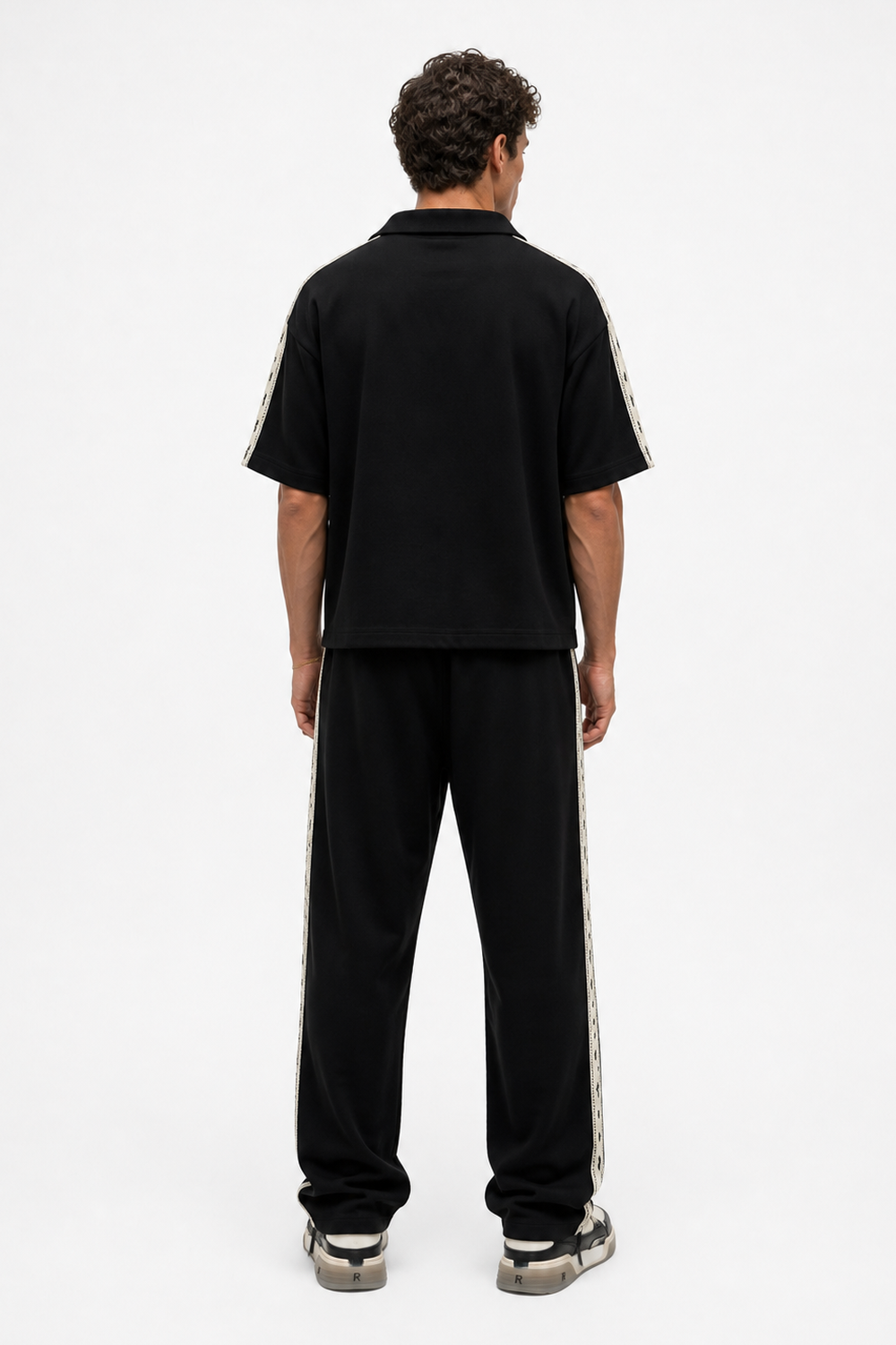 Erkek Şerit Detaylı Regular Fit Eşofman Takımı Siyah - 4