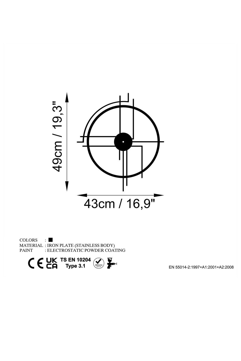 Watch-049 Dekoratif Metal Duvar Saati - 5