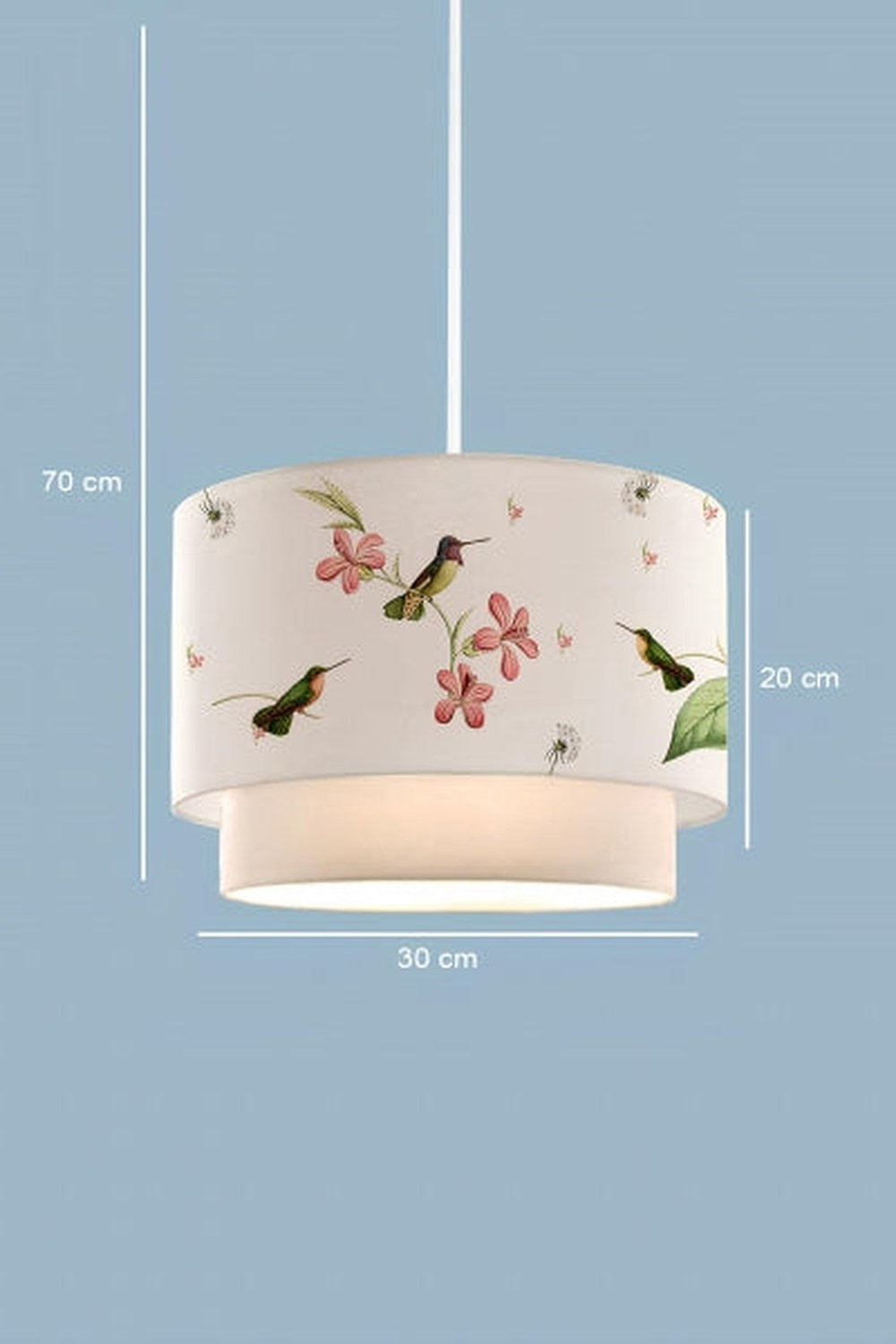 Kuş Desenli Kumaş Baskılı Çocuk Odası Sarkıt Lamba - 1