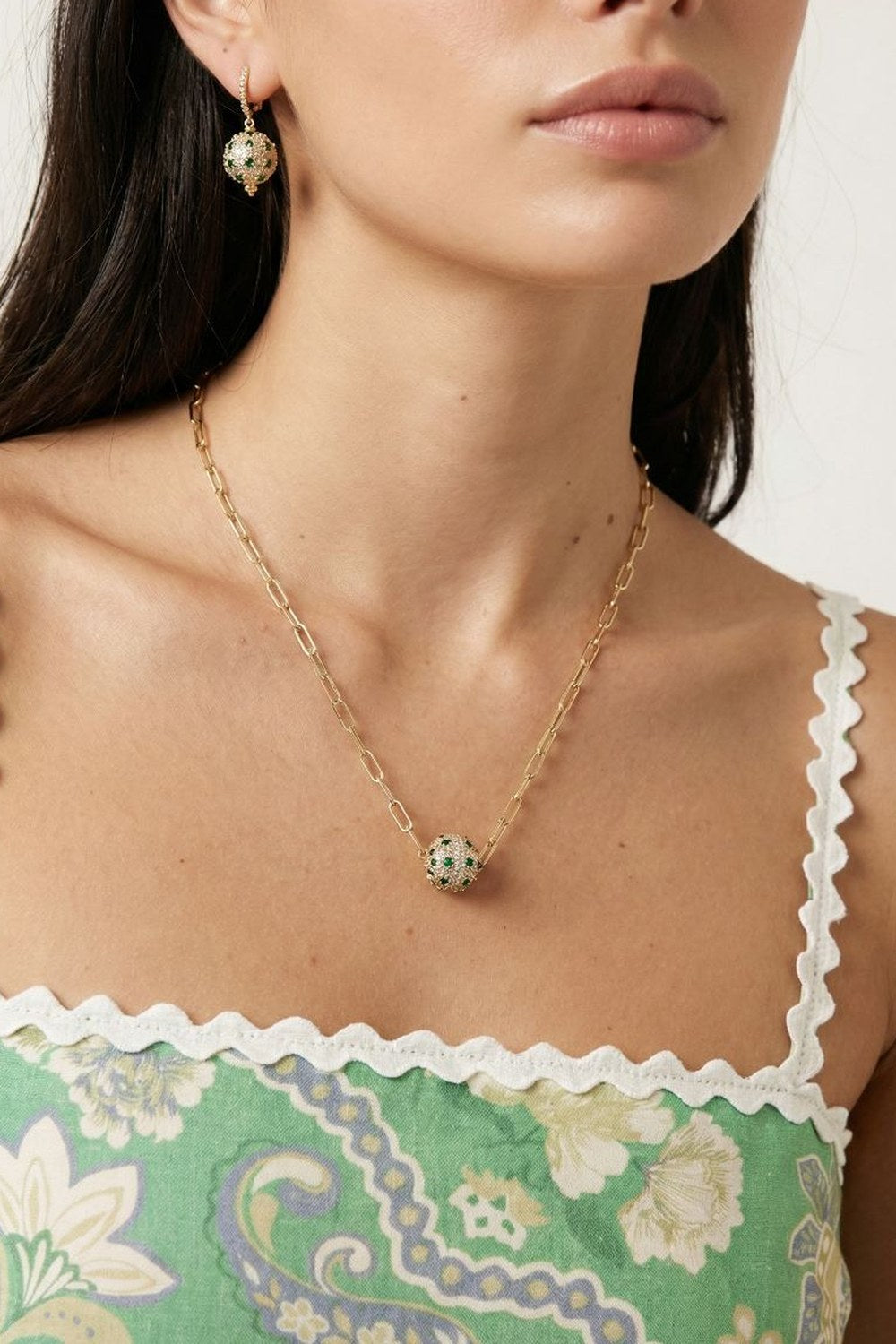 Luna Emerald Gold Plated Earrings - 1