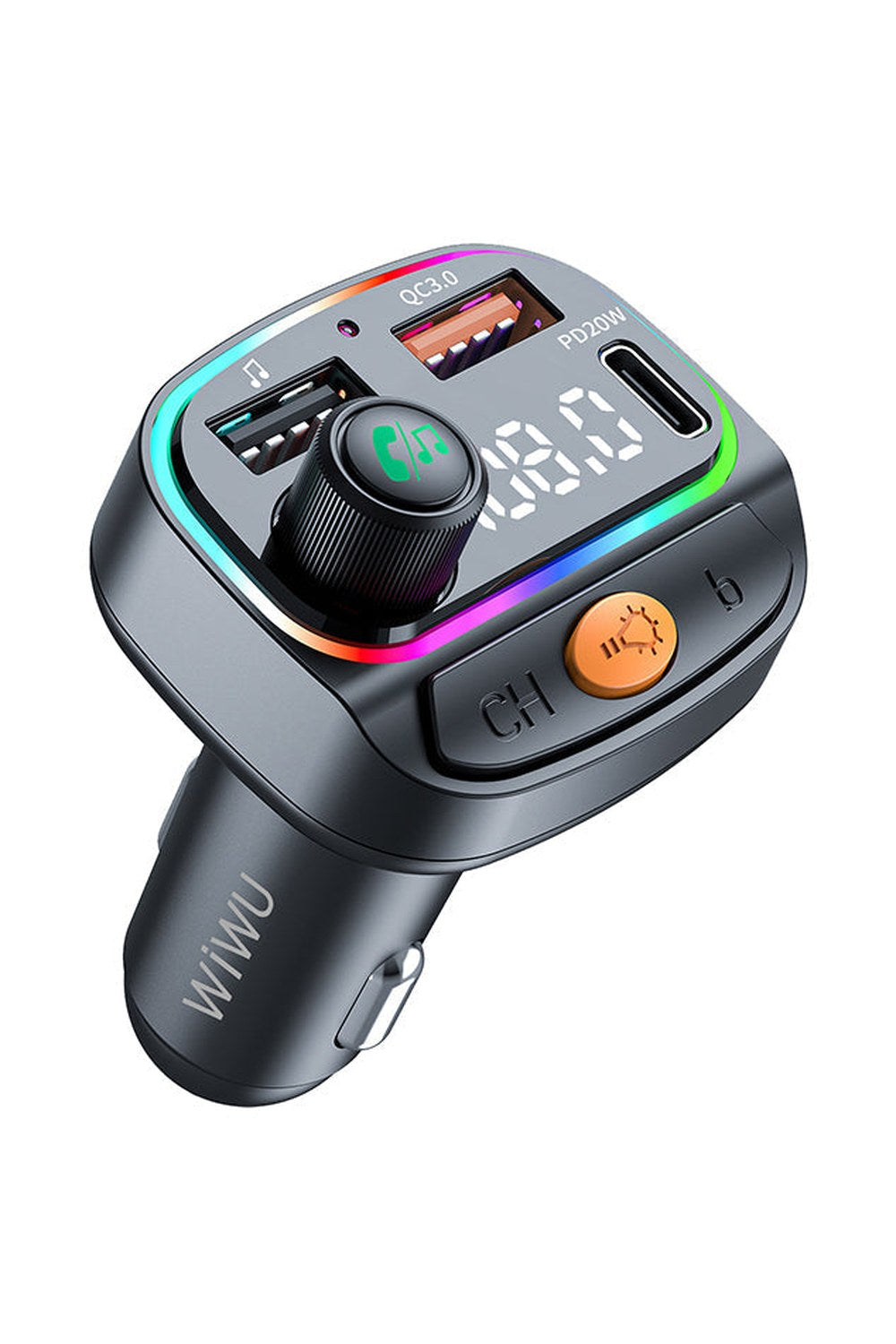 Bluetooth Fm Transmitter ve Araç Şarj Cihazı, RGB Işıklı - 0