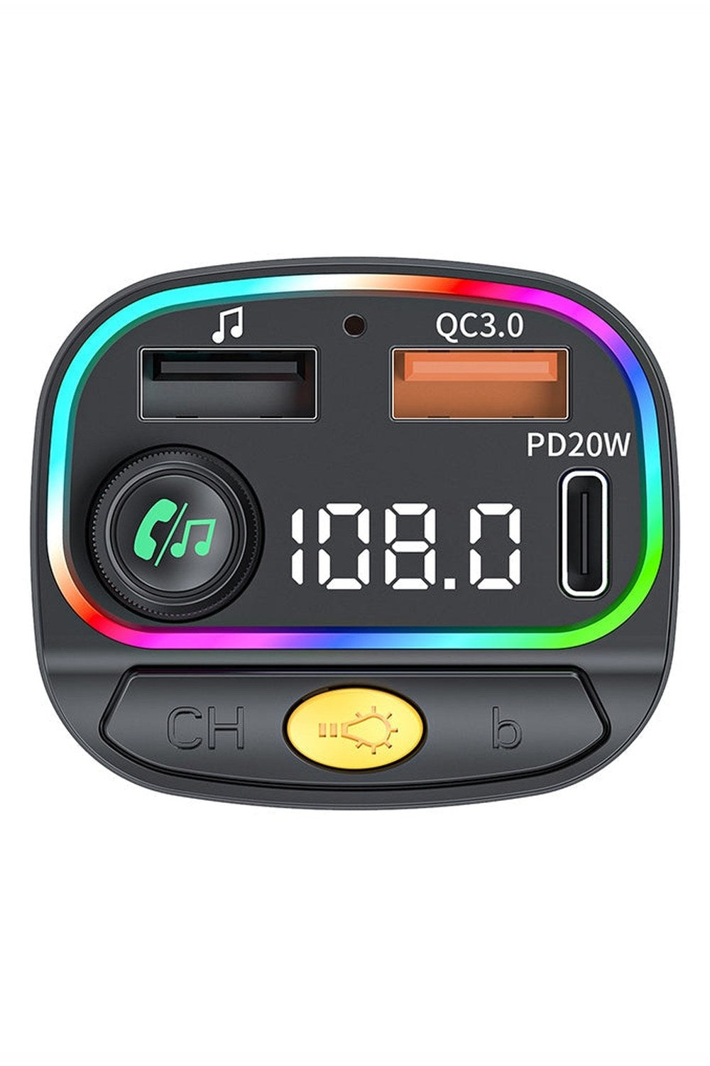 Bluetooth Fm Transmitter ve Araç Şarj Cihazı, RGB Işıklı - 3