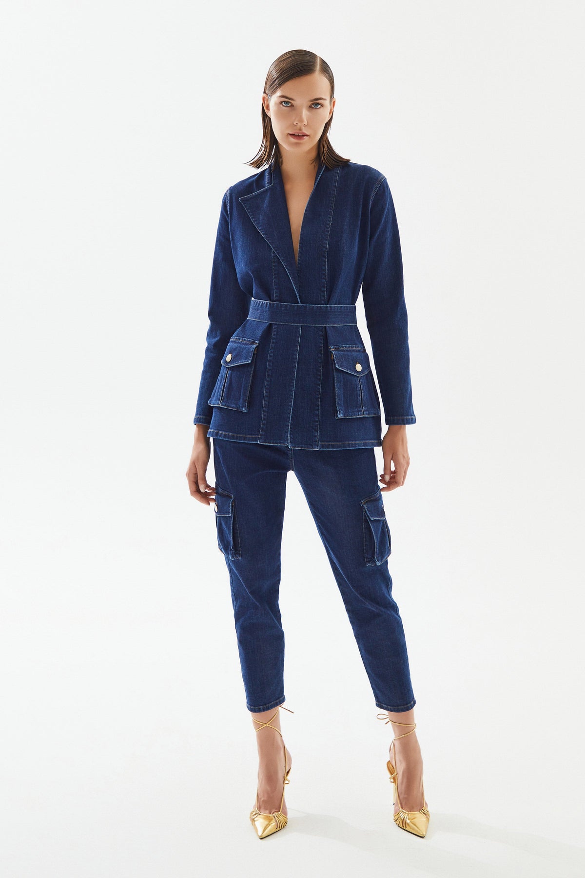 2be4A-Kadın Kargo Cepli Denim Ceket-3-milagron.live