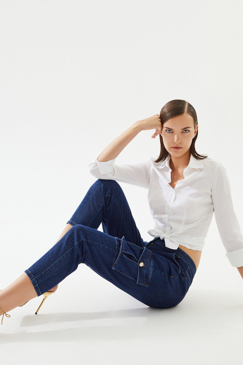2be4A-Kadın Kargo Cepli Denim Pantolon-Kot Pantolon-4-milagron.live