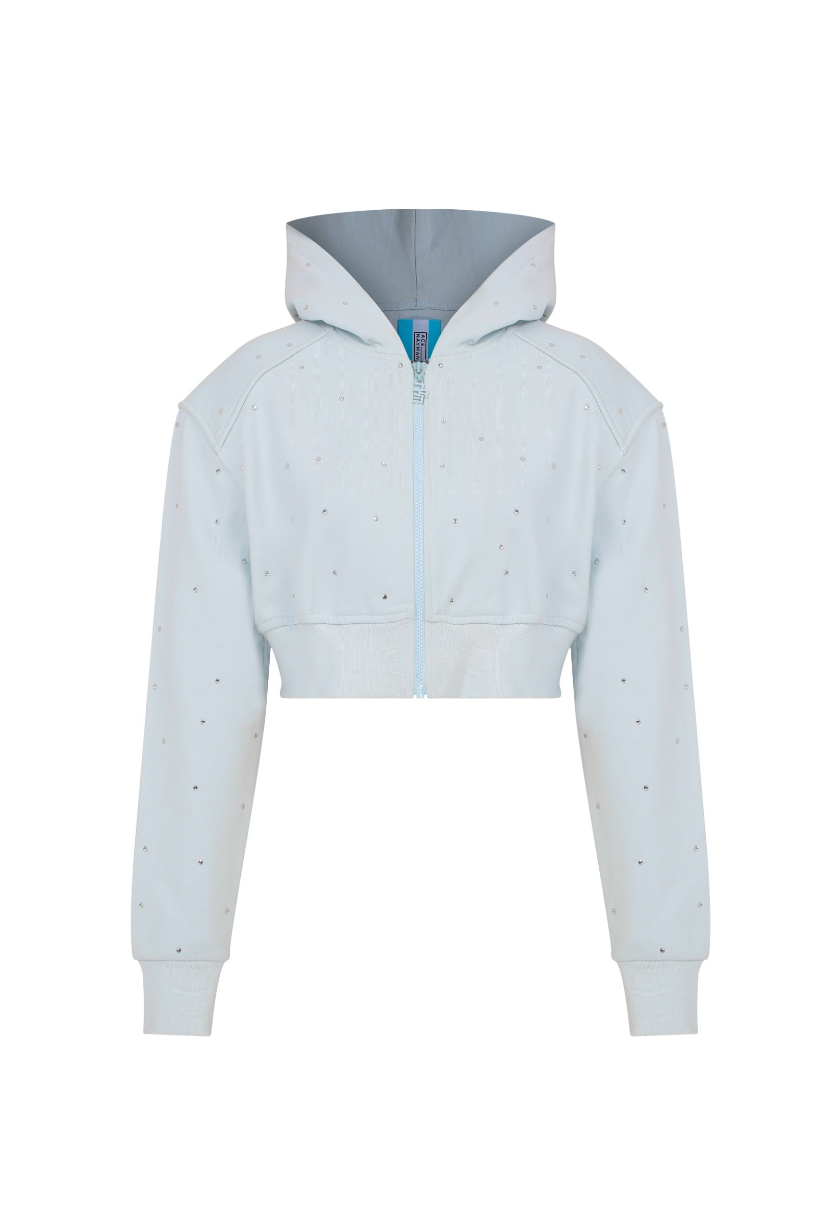 Ace Nayman-Athena Rhinestone Cropped Hoodie-Sweatshirts & Hoodies-2-milagron.live