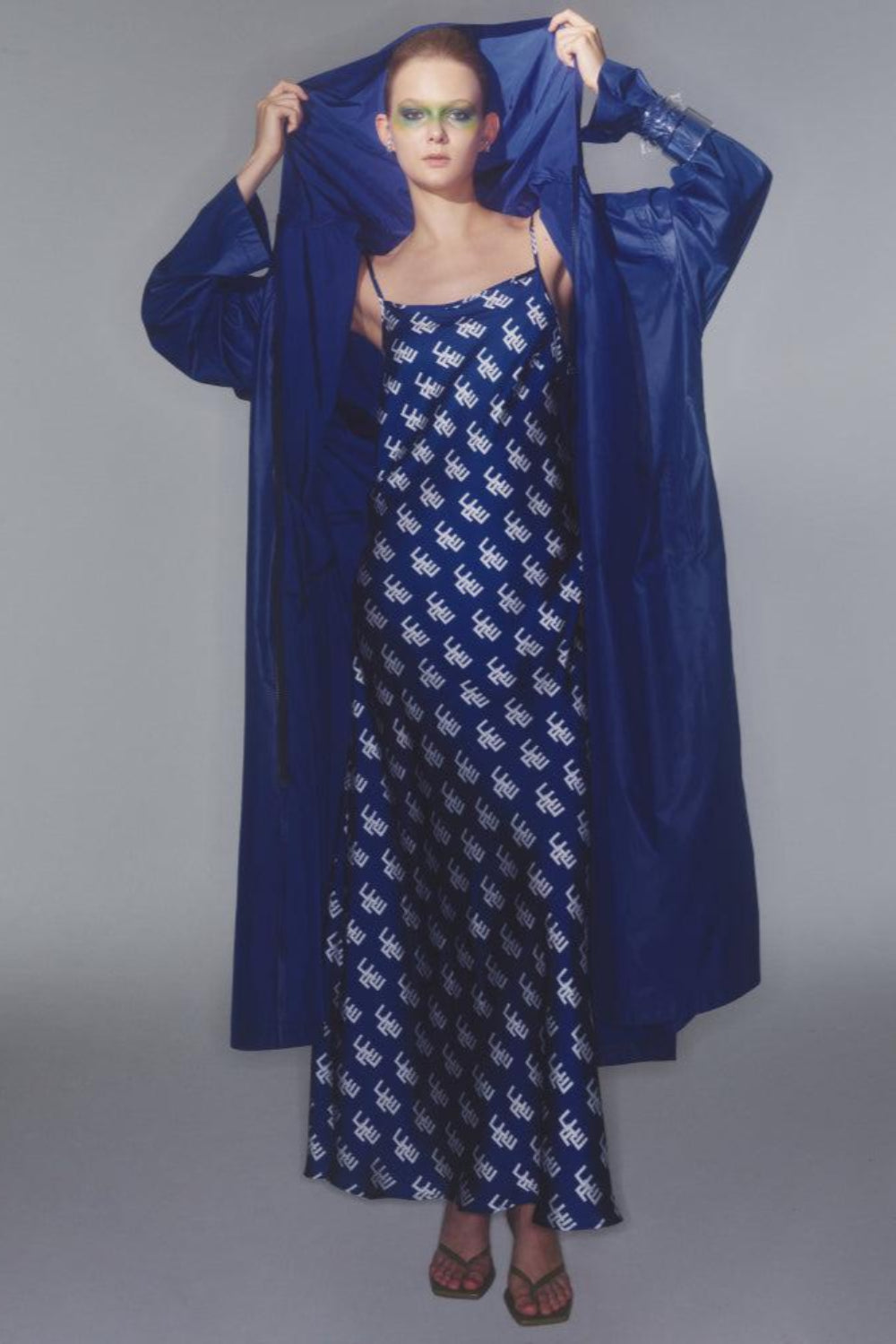 Ace Nayman-Destiny Monogram Satin Dress-Elbise-1-milagron.live