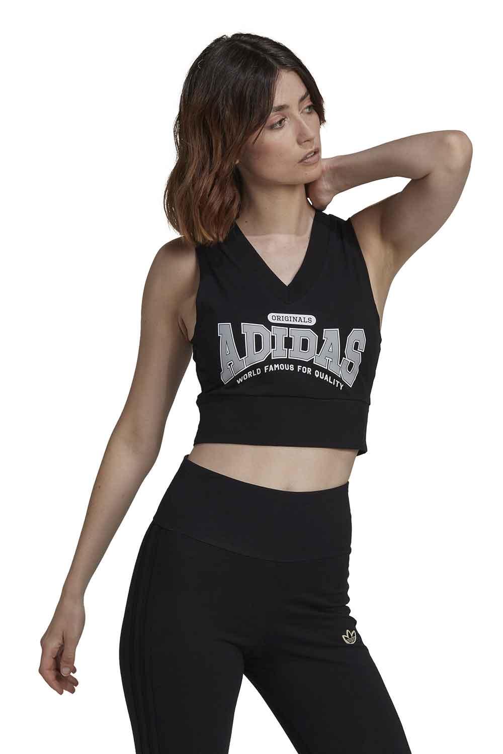 Adidas-Cropped Bodycon V-Spor Üstü-2-milagron.live
