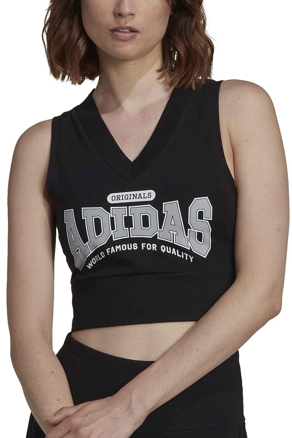 Adidas-Cropped Bodycon V-Spor Üstü-3-milagron.live