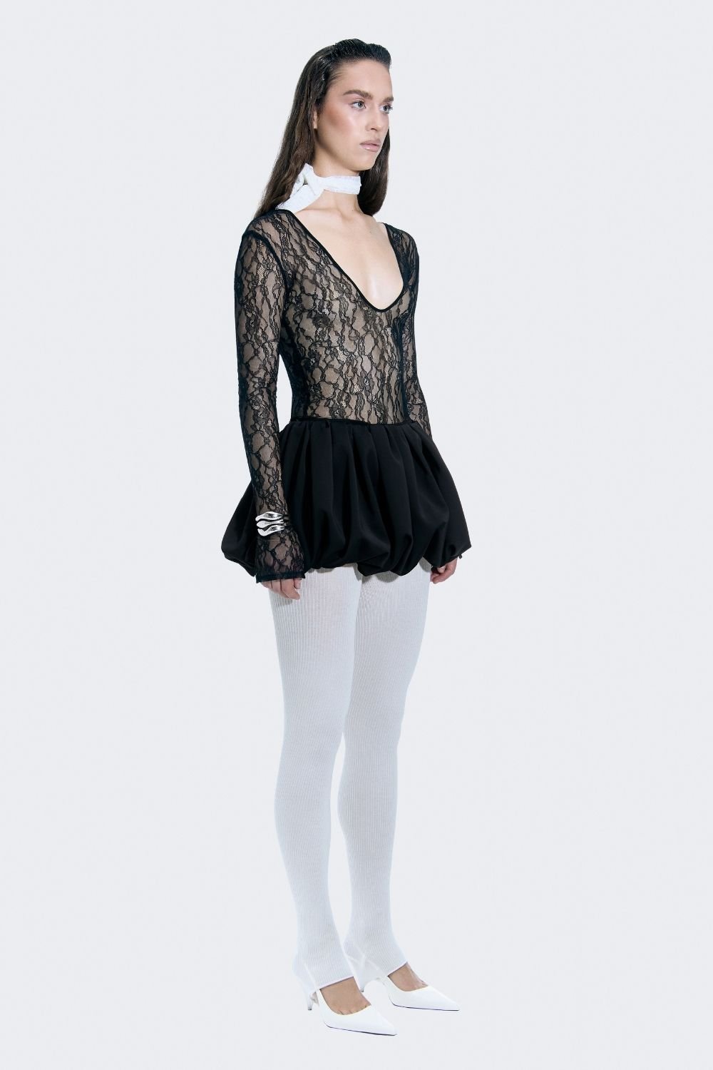 Alreves-Siena Lace Balloon Mini Dress-Elbise-4-milagron.live