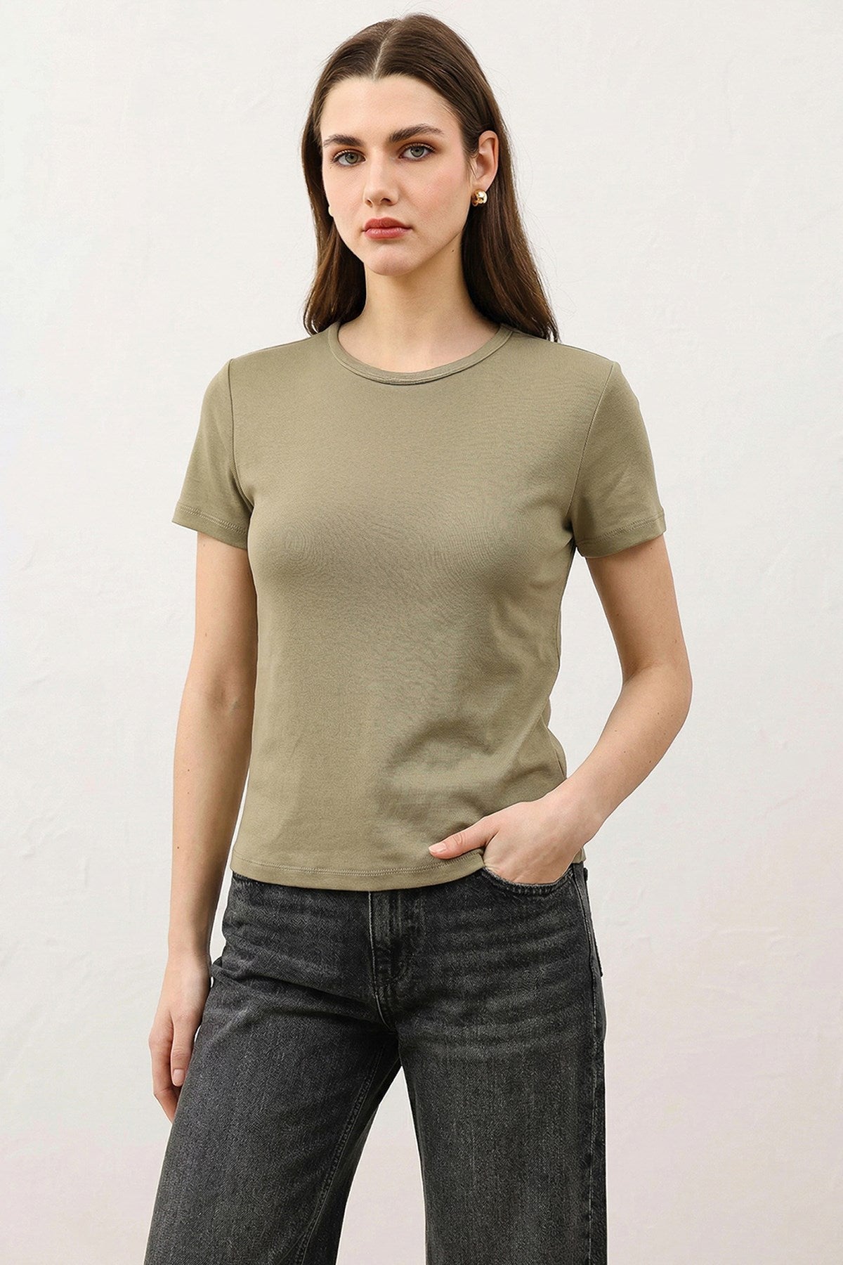Antioch Haki Kadın Basic T-Shirt