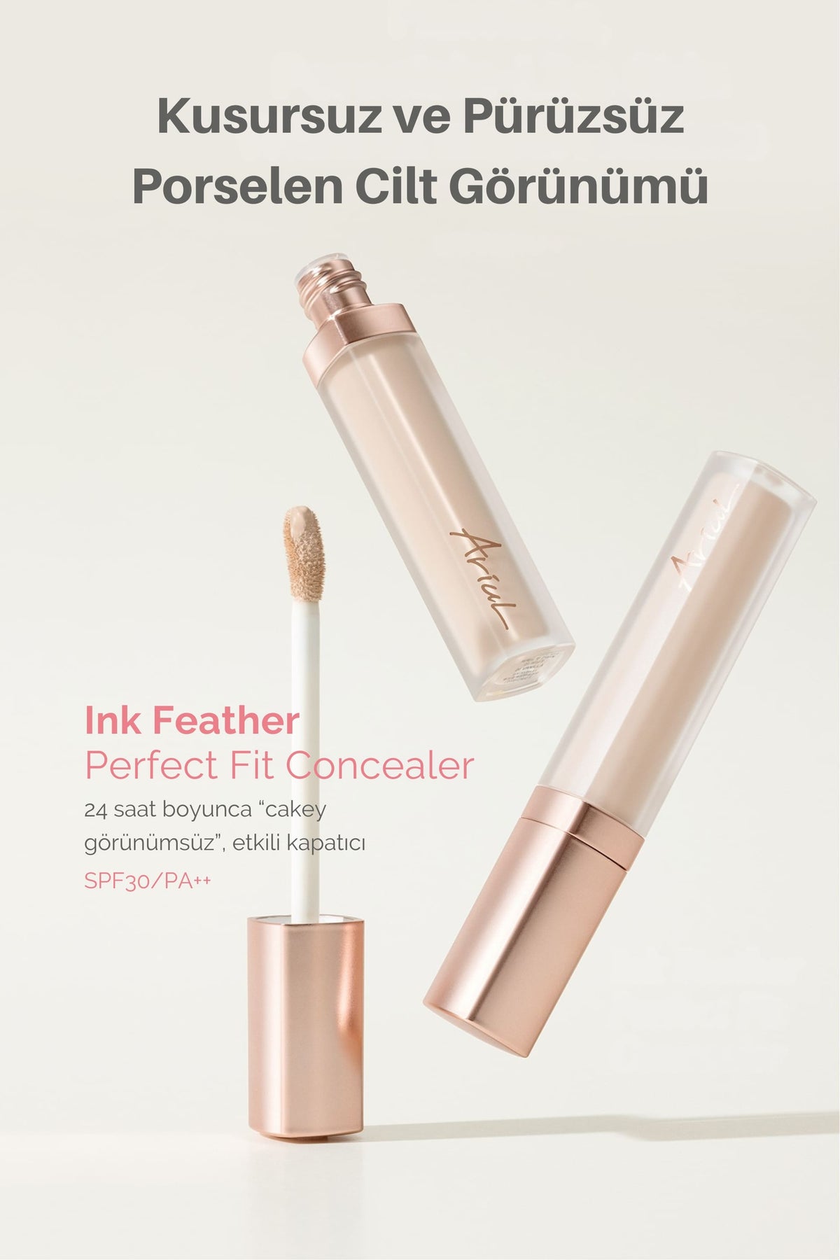Ariul Ink Feather Perfect Fit Concealer 03 Cream Beige - Spf30 Pa++ 24 Saat Kalıcı Çok Yönlü Kapatıcı