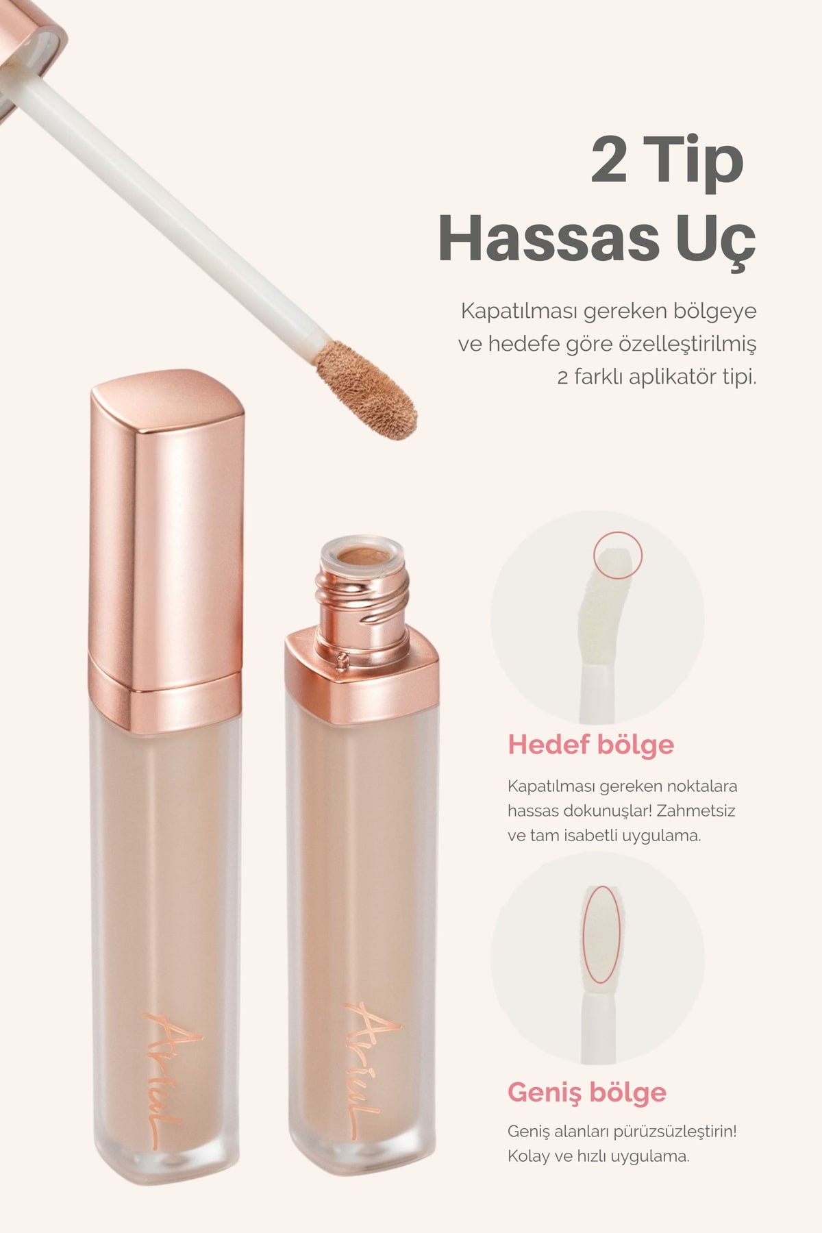 Ariul Ink Feather Perfect Fit Concealer 03 Cream Beige - Spf30 Pa++ 24 Saat Kalıcı Çok Yönlü Kapatıcı