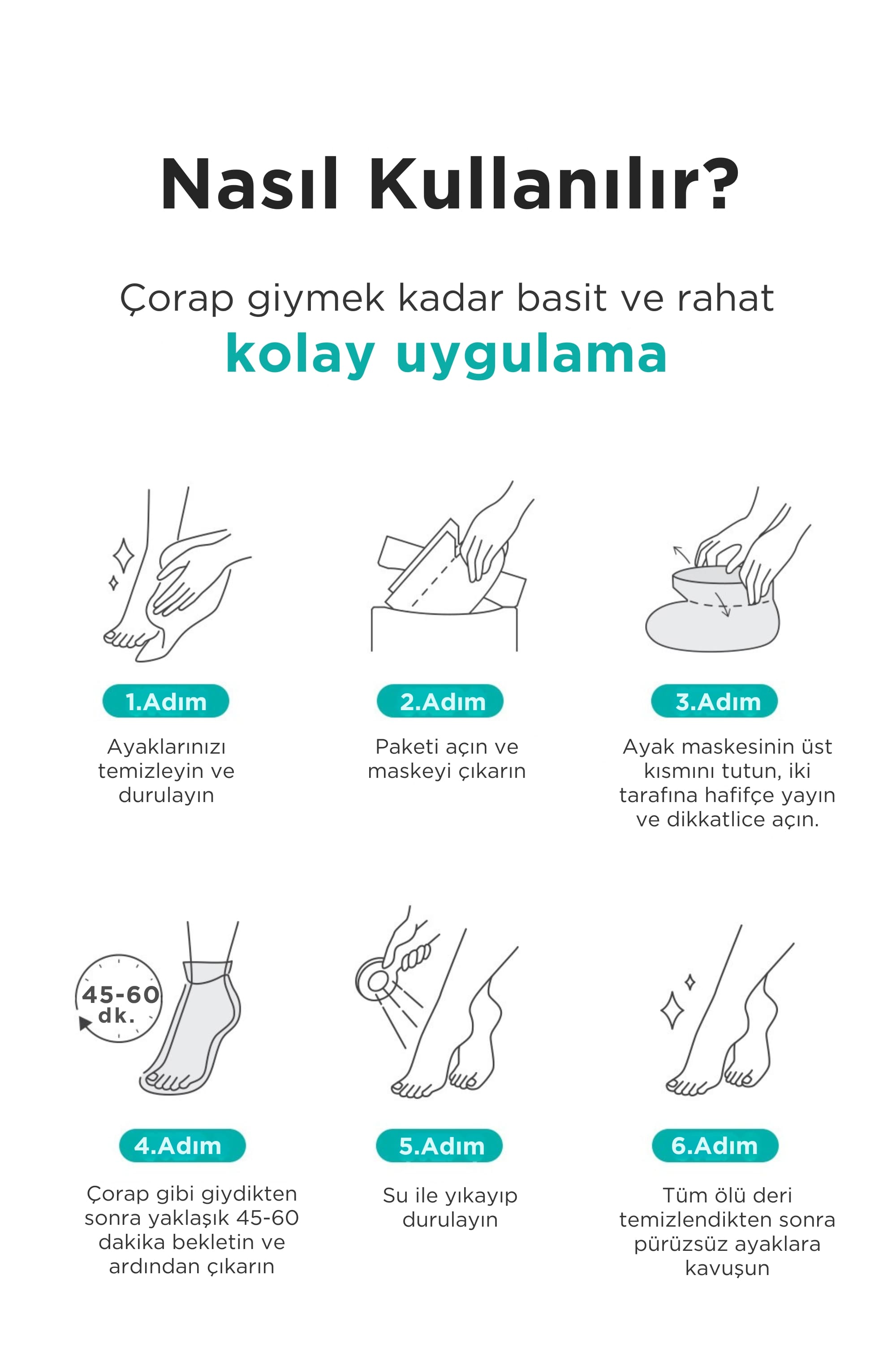 Ariul Smooth & Pure Exfoliating Foot Peeling Mask 2 Pairs - Çorap Tipi Yenileyici & Arındırıcı Ayak Peeling Maskesi 2 Çift (4 Adet)