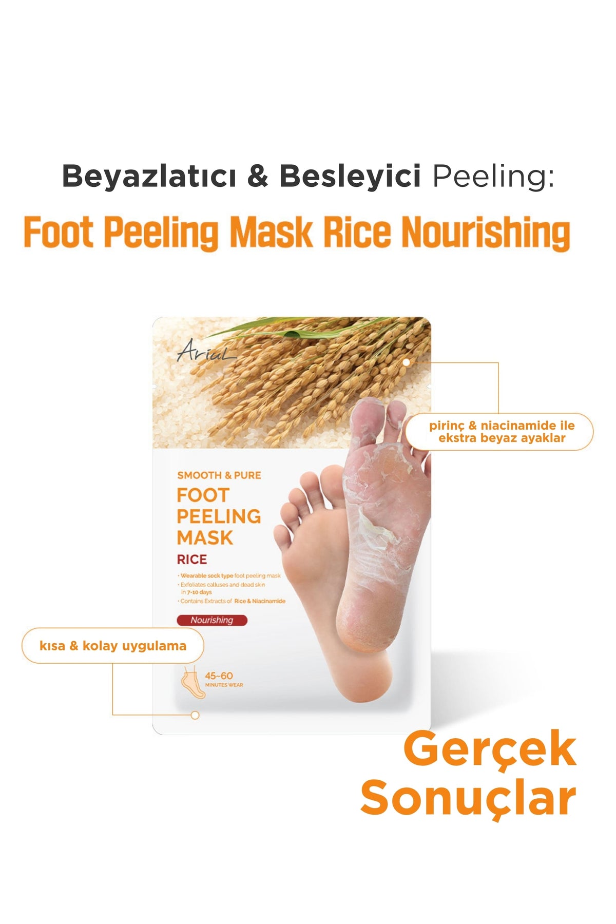 Ariul Smooth & Pure Foot Peeling Mask Nourishing 2 Pairs - Çorap Tipi Yoğun Besleyici Ayak Peeling Maskesi 2 Çift (4 Adet)