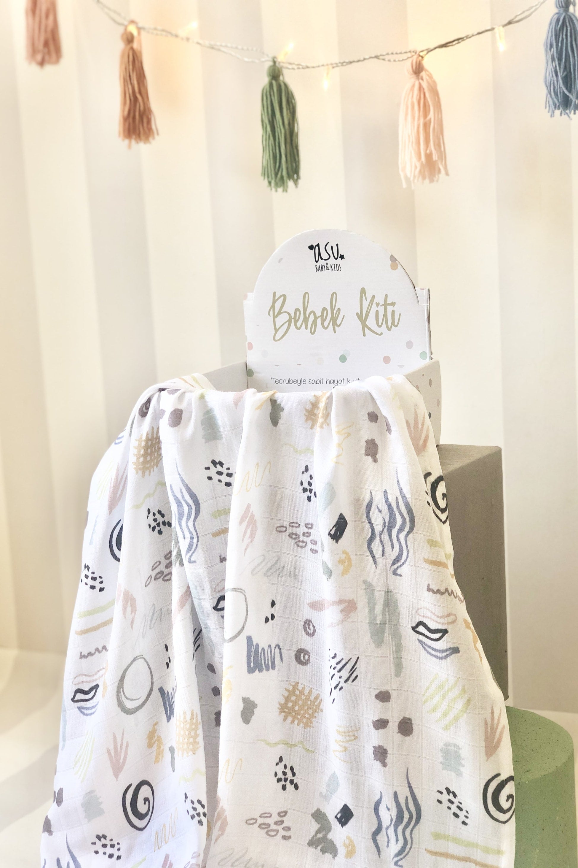 Asu Baby&Kids Pastel Mix&Match 3'Lü Organik Bambu Pamuk Müslin Memphis-Dot-Sleepy