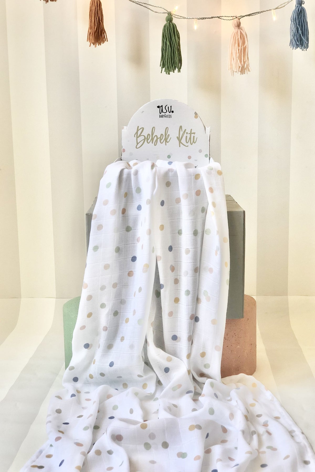 Asu Baby&Kids Pastel Mix&Match 3'Lü Organik Bambu Pamuk Müslin Sleepy-Dot-Rainbow