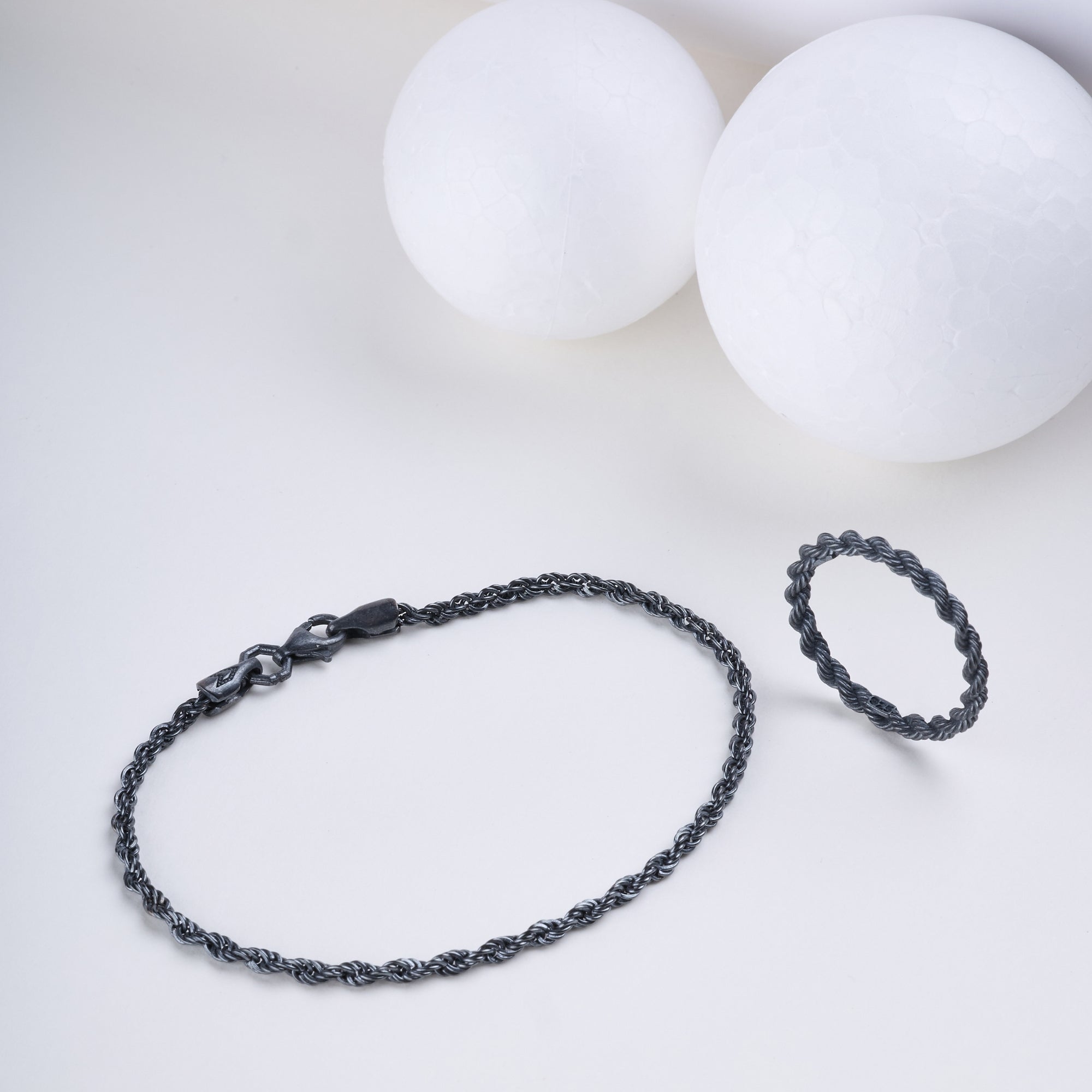 Rope Chain Ring In Oxide