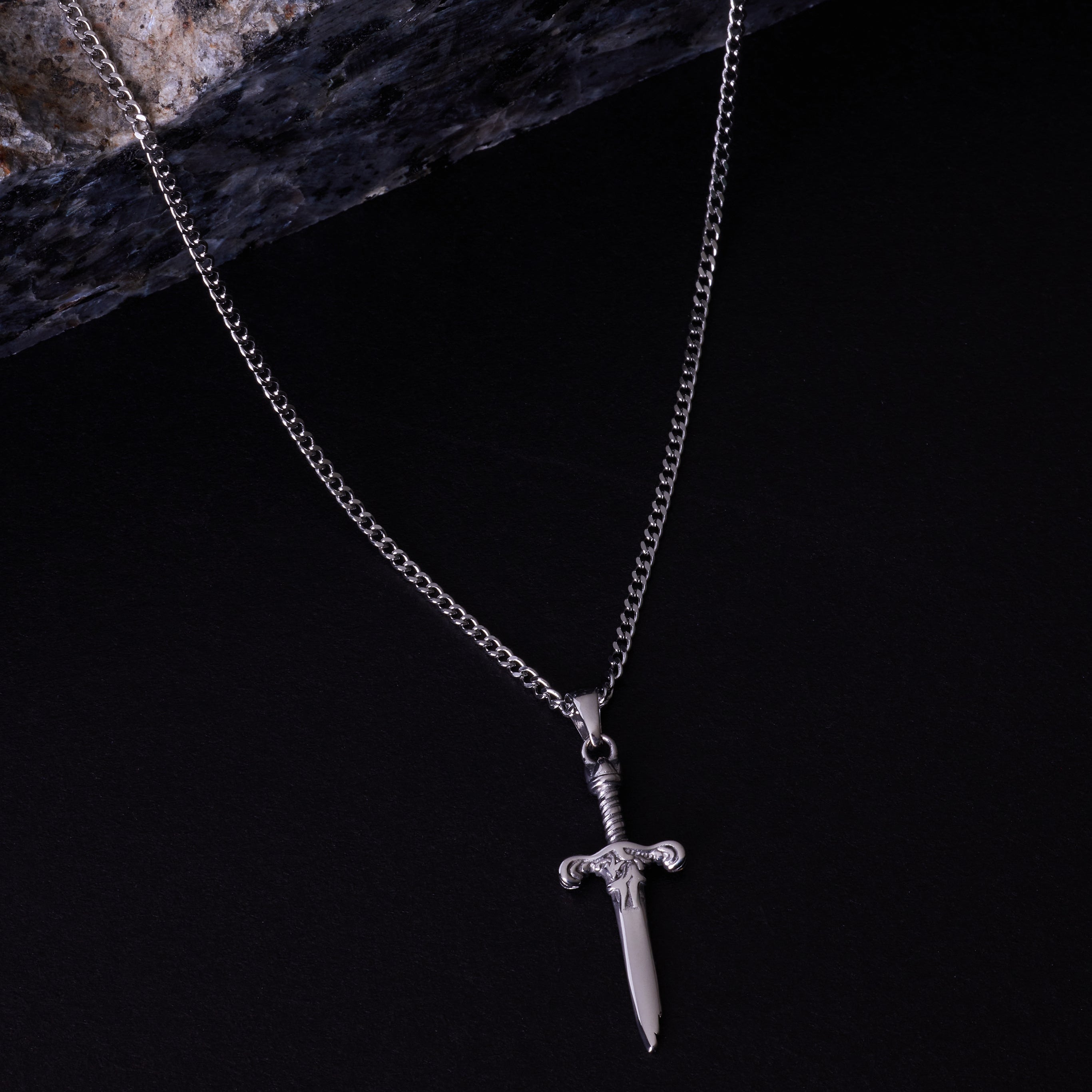 Broken Sword Necklace In Silver