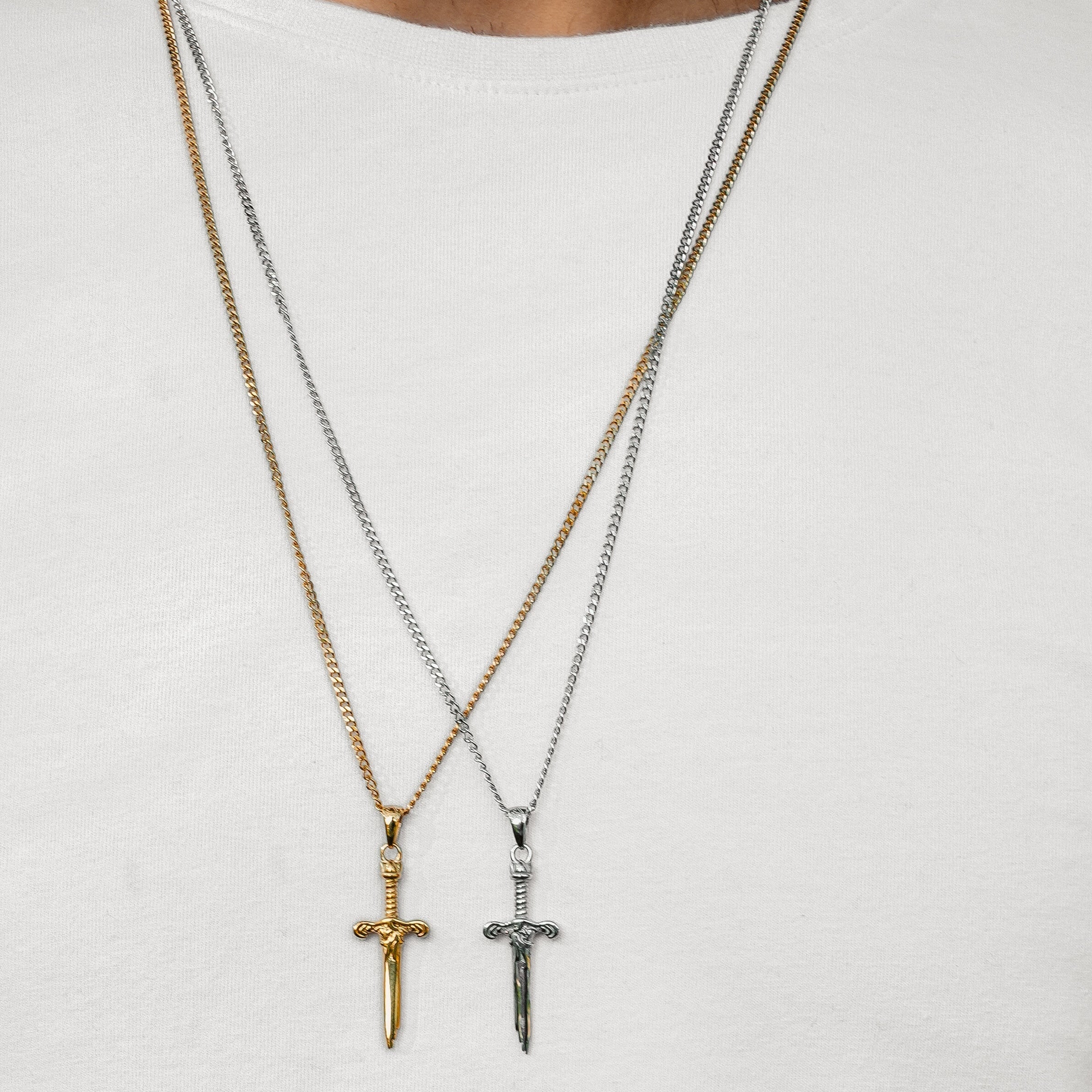 Broken Sword Necklace In Silver