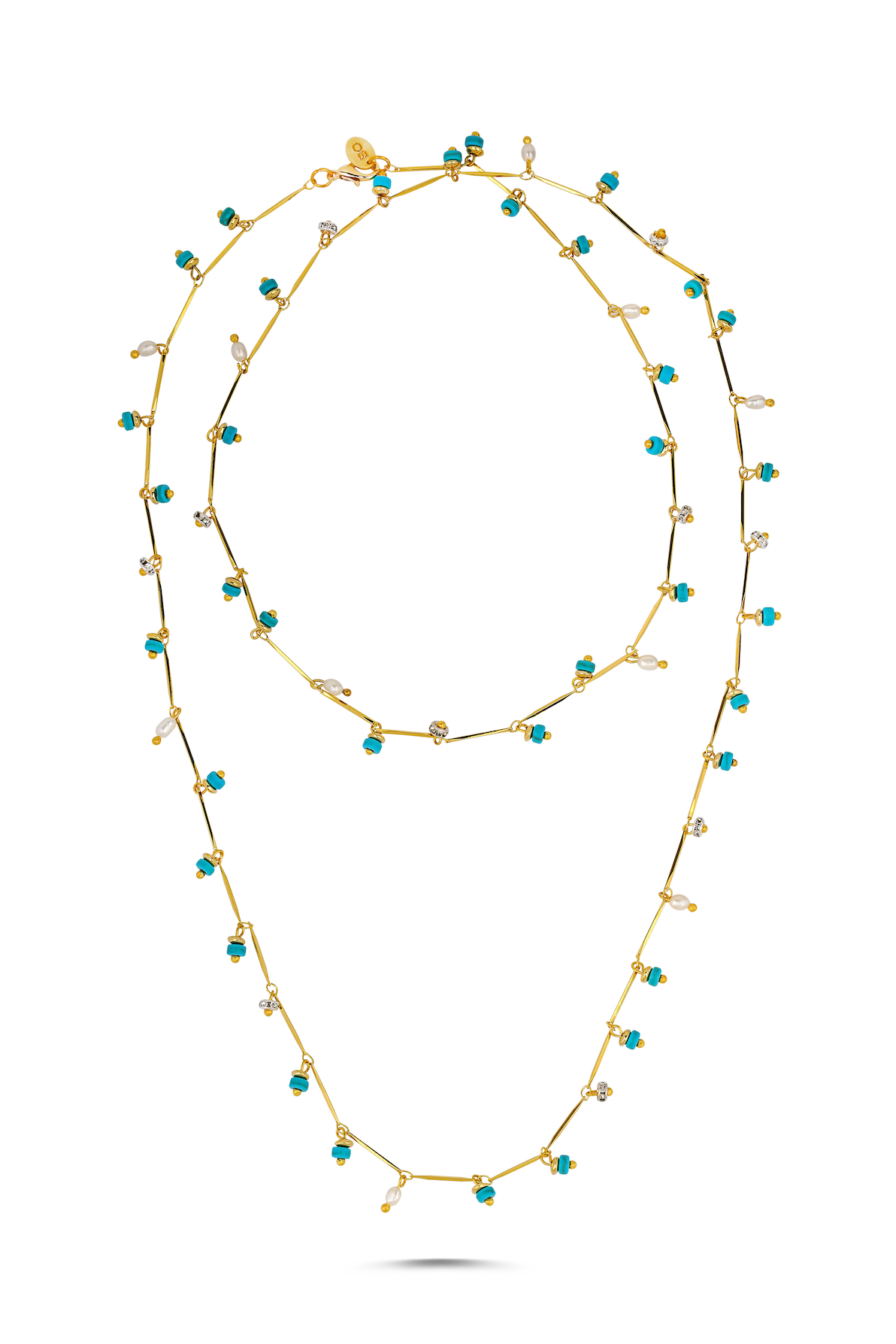 Berrin Özkan-Dancing Disco Turquoise Sparkle Long Necklace-Kolye-1-milagron.live