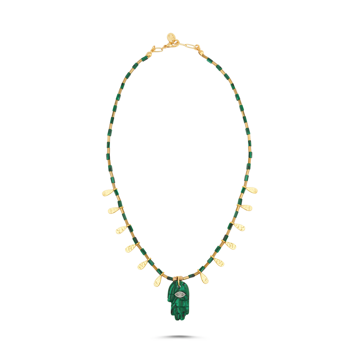 Fortune Malachite Hamsa Necklace