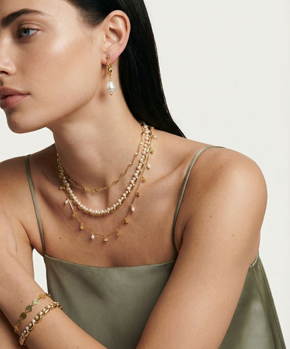 Golden Wave Pearl Necklace