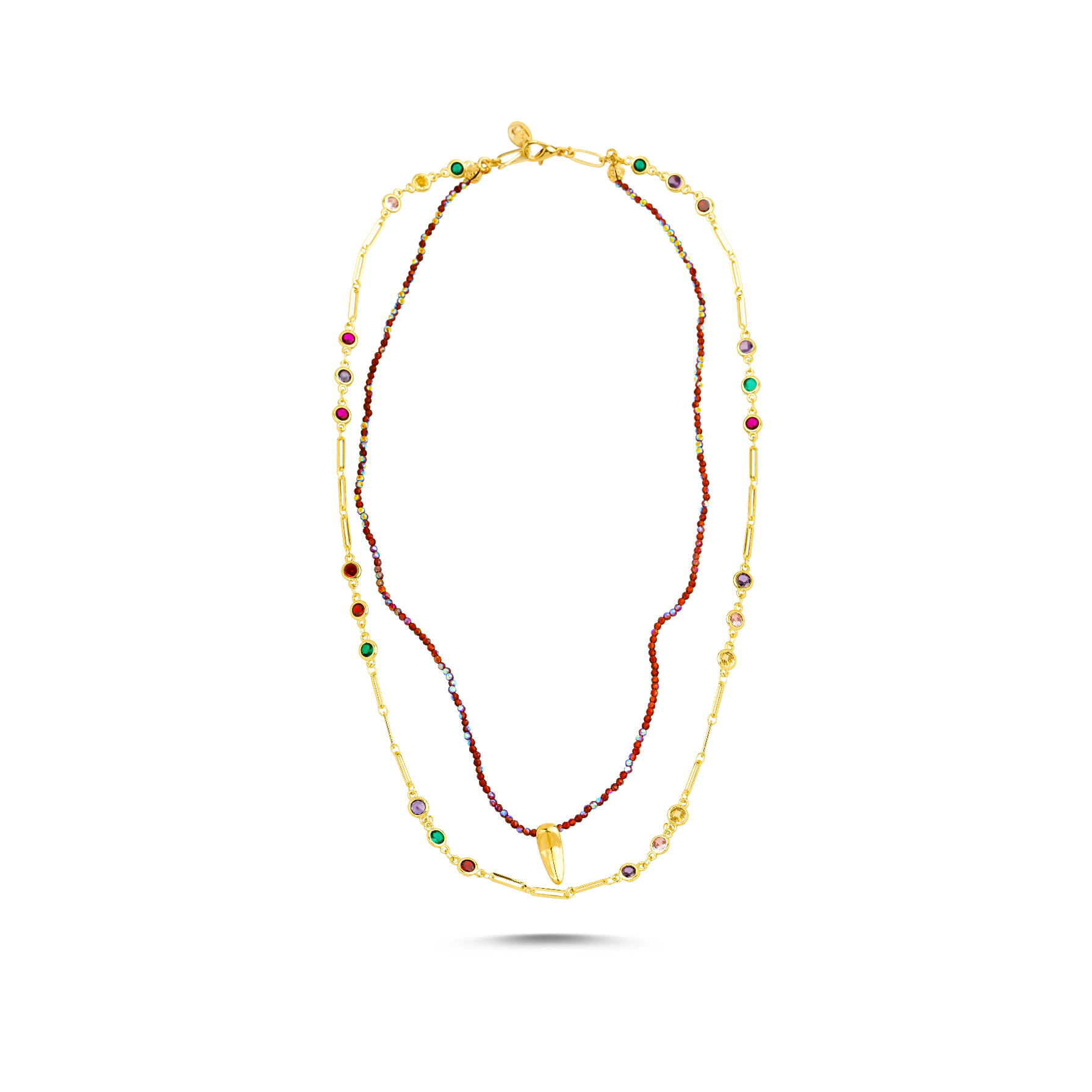 Berrin özkan-Burgundy Spell Double Row Necklace-Necklaces-1-milagron.live