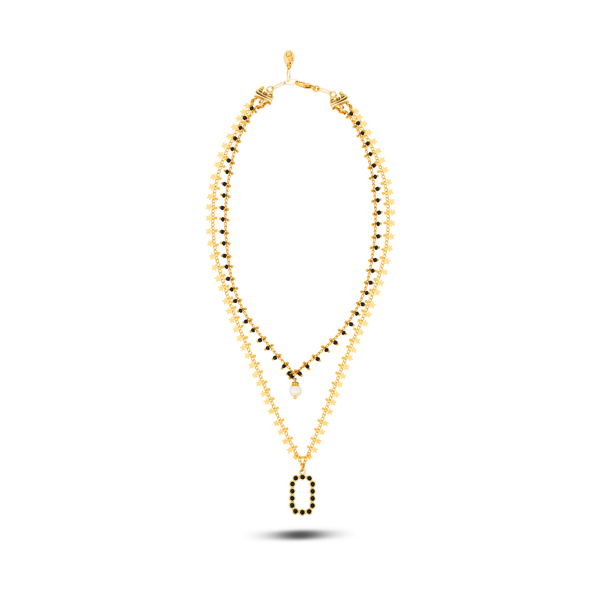 Berrin özkan-Eclipse Gold Double Row Black Necklace-Necklaces-1-milagron.live