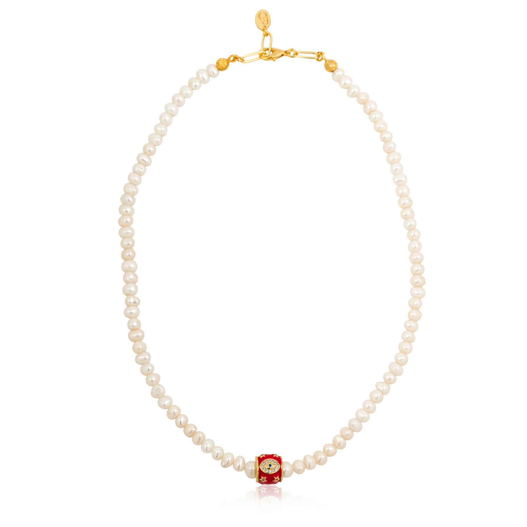 Berrin özkan-Pearl Galaxy Red Necklace-Necklaces-1-milagron.live