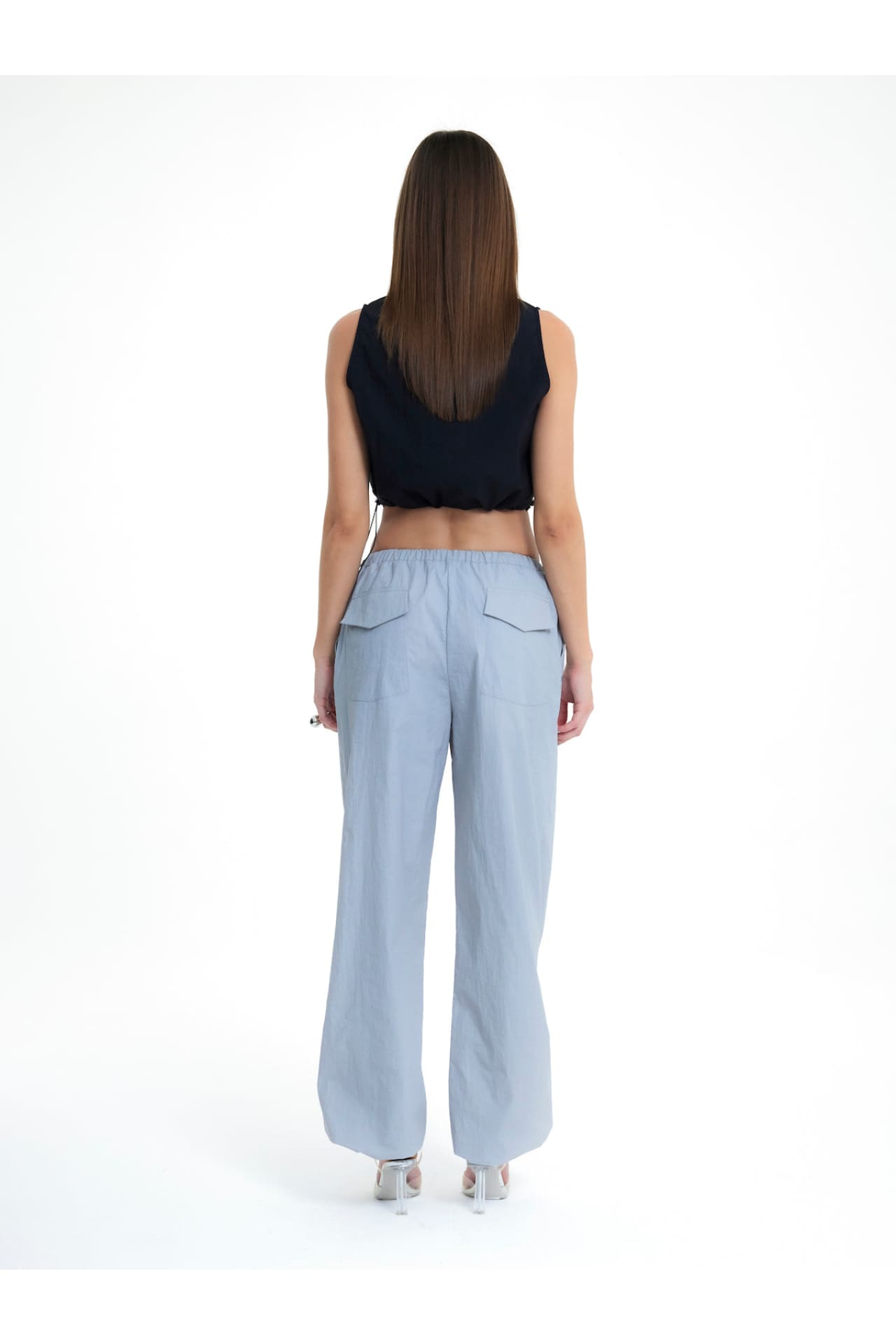 Birdiejay-Oregon Crop Paraşüt Bluz Si̇yah-Top-4-milagron.live