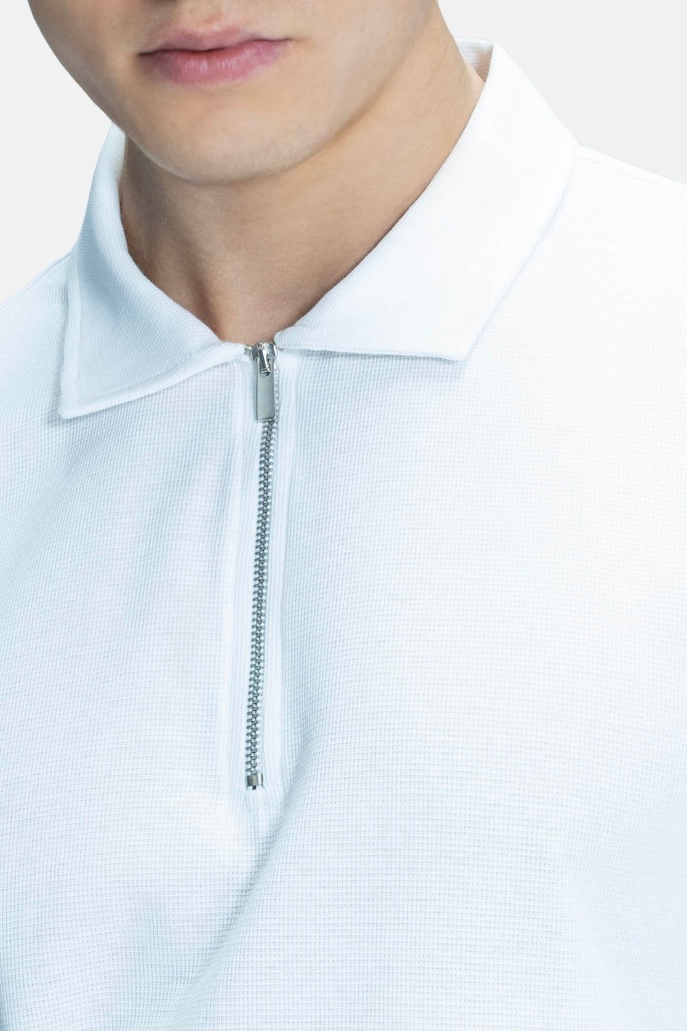 Blinky London-Textured Fermuarlı Polo Yaka T-shirt-T-Shirts-2-milagron.live
