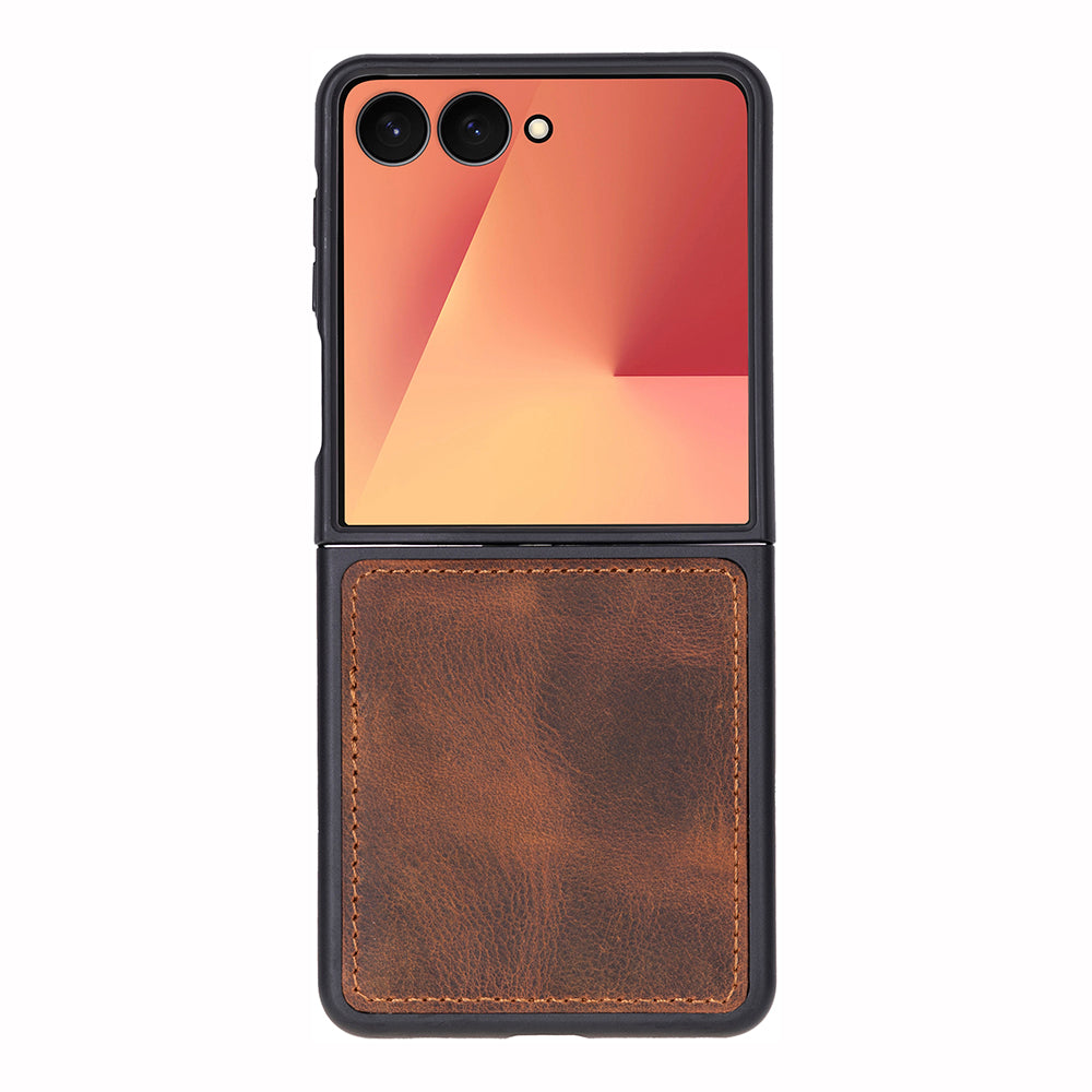 Bloominbag-Bloom Case Flex Saddle Brown Hakiki Deri Samsung Galaxy Z Flip 7 Kılıf(6.9" 4.1")-1-milagron.live