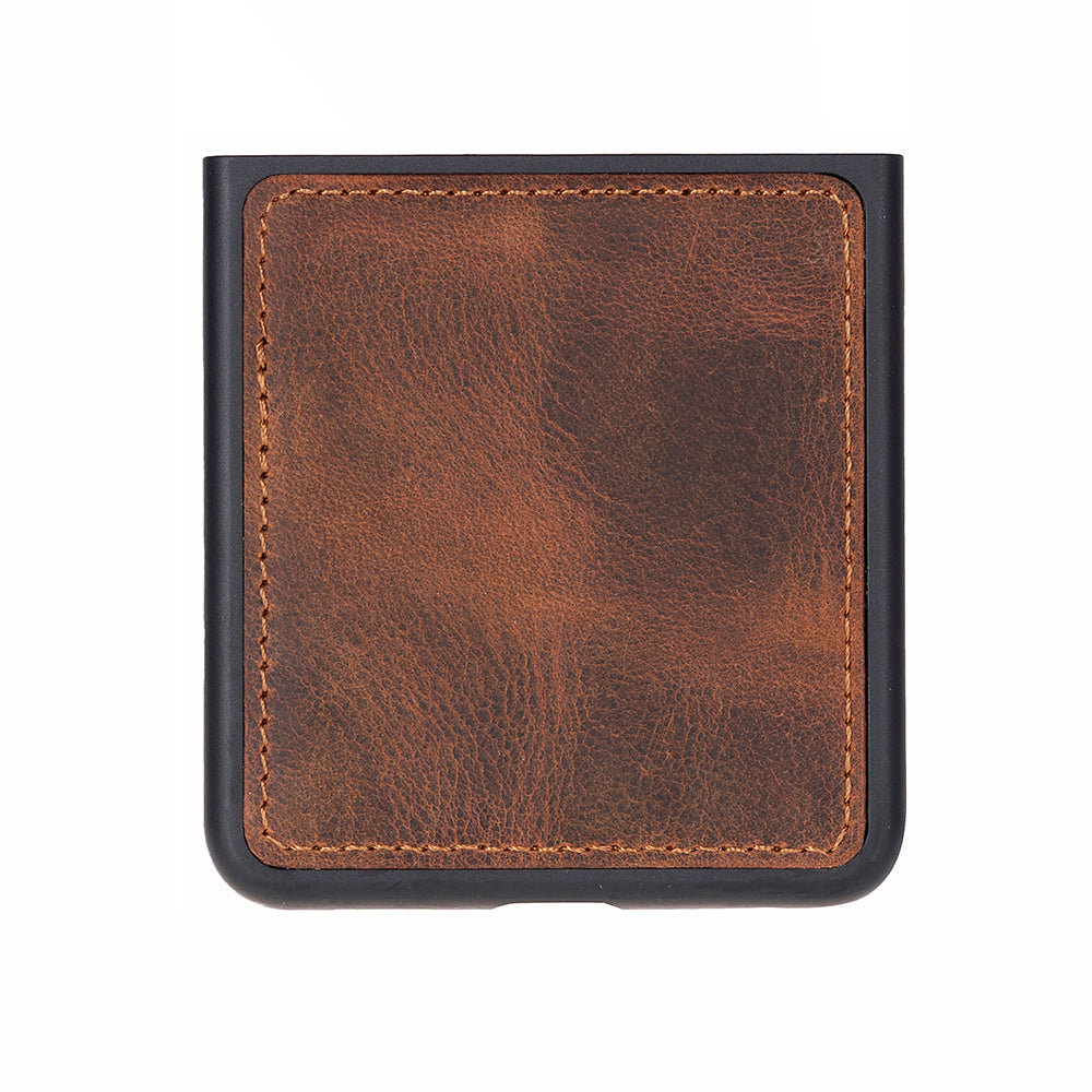 Bloominbag-Bloom Case Flex Saddle Brown Hakiki Deri Samsung Galaxy Z Flip 7 Kılıf(6.9" 4.1")-4-milagron.live